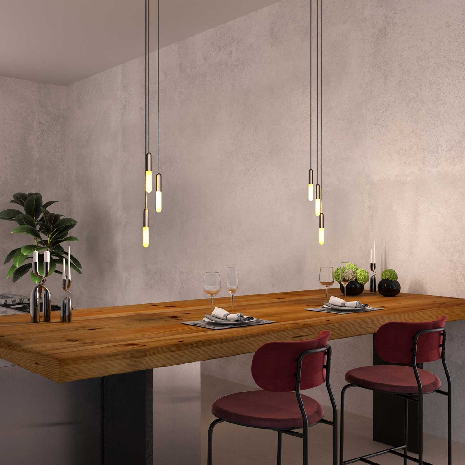 P-Light, UL E12 Metallfassungs-Set mit versteckter Kabelverschraubung – Gebürsteter Titan - Image 3