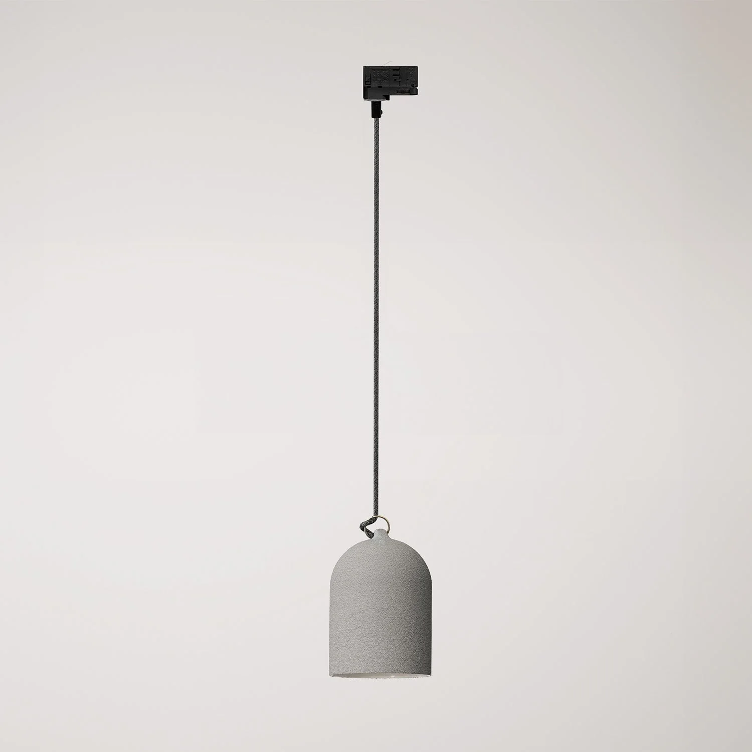 Schienenpendel mit Mini-Campana-Lampenschirm aus Keramik – Betonoptik