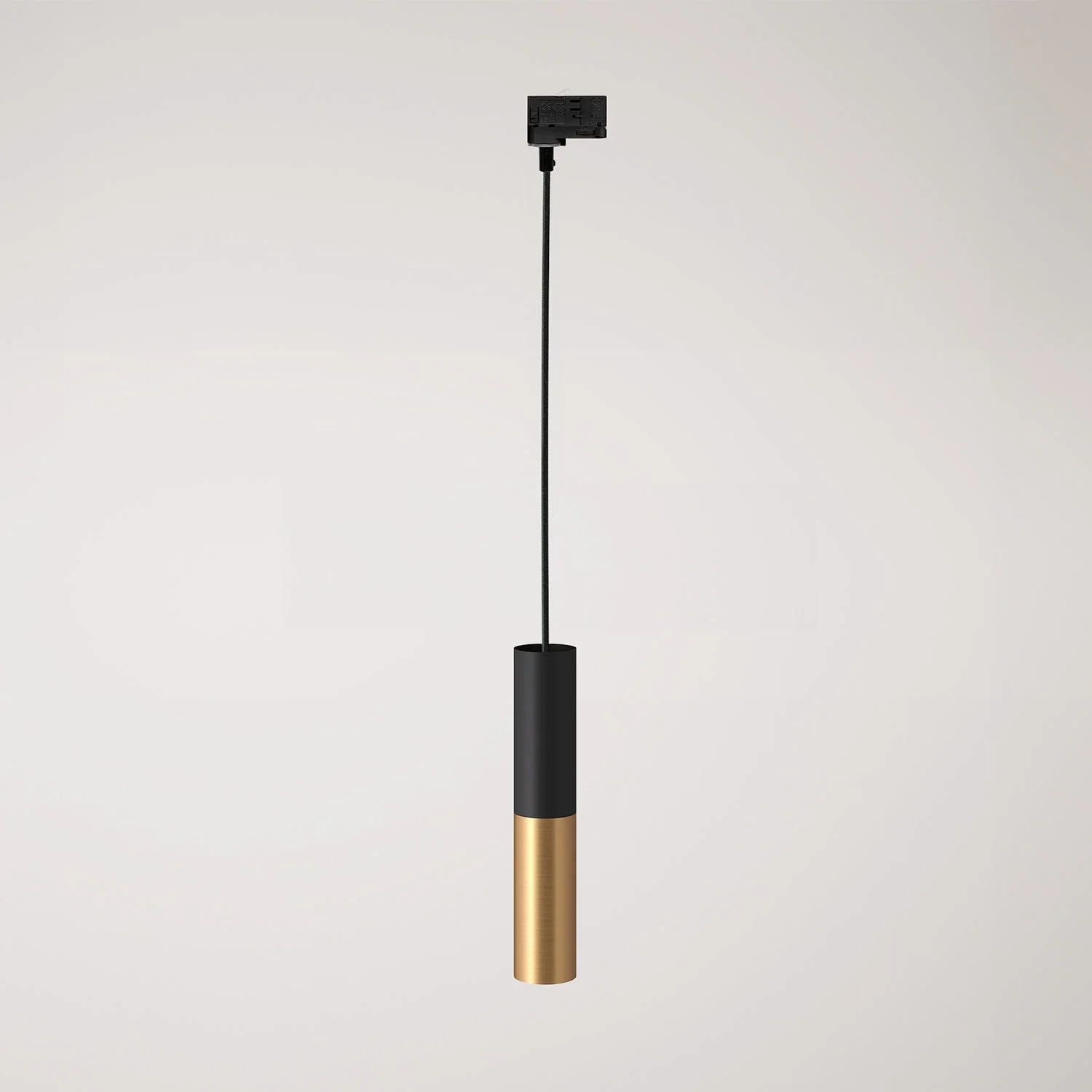 Pendelleuchte für Stromschienensystem mit doppeltem Lampenschirm Tub-E14 – Schwarz und Satin Bronze