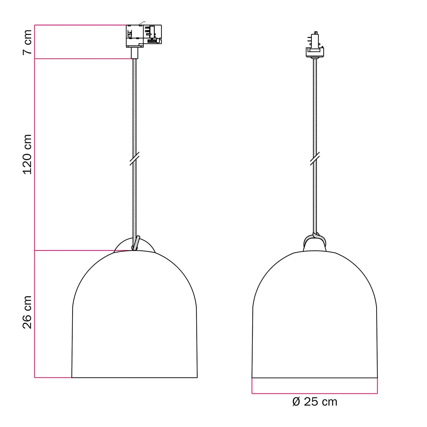 Stromschienen-Pendelleuchte mit Glocken-Lampenschirm M aus Keramik – Betonoptik - Image 6