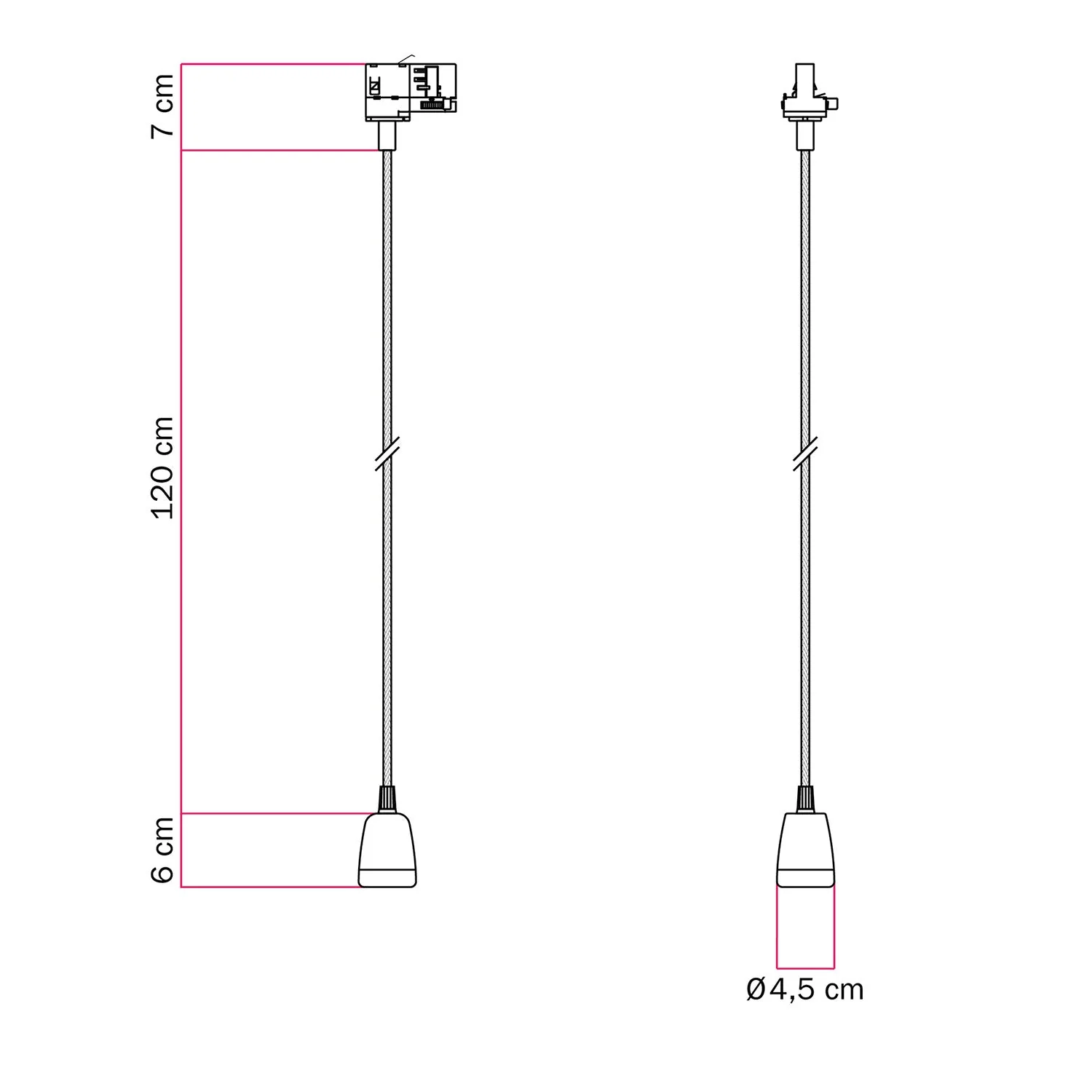 Pendelleuchte für Schienen mit farbigen Porzellan-Details – Schwarz - Image 6