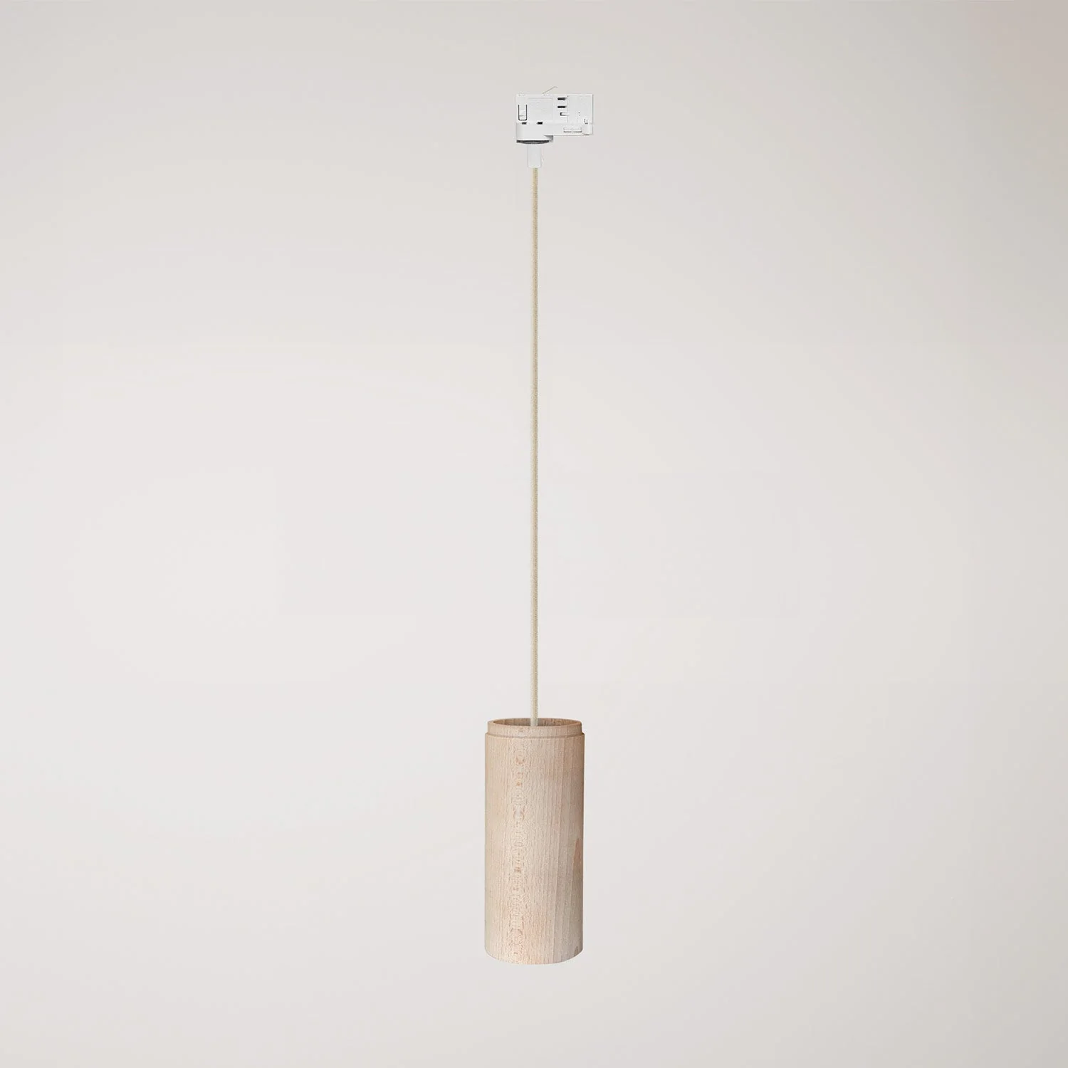 Pendelleuchte für Schienensysteme mit Stoffkabel und Tub-E27 – Natur