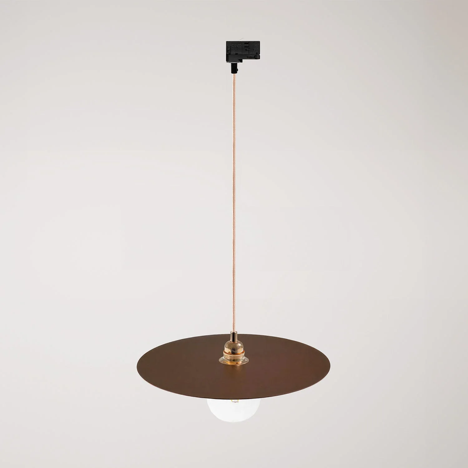 Pendelleuchte für Schienensysteme mit XL Ellepi-Lampenschirm - Corten-Effekt