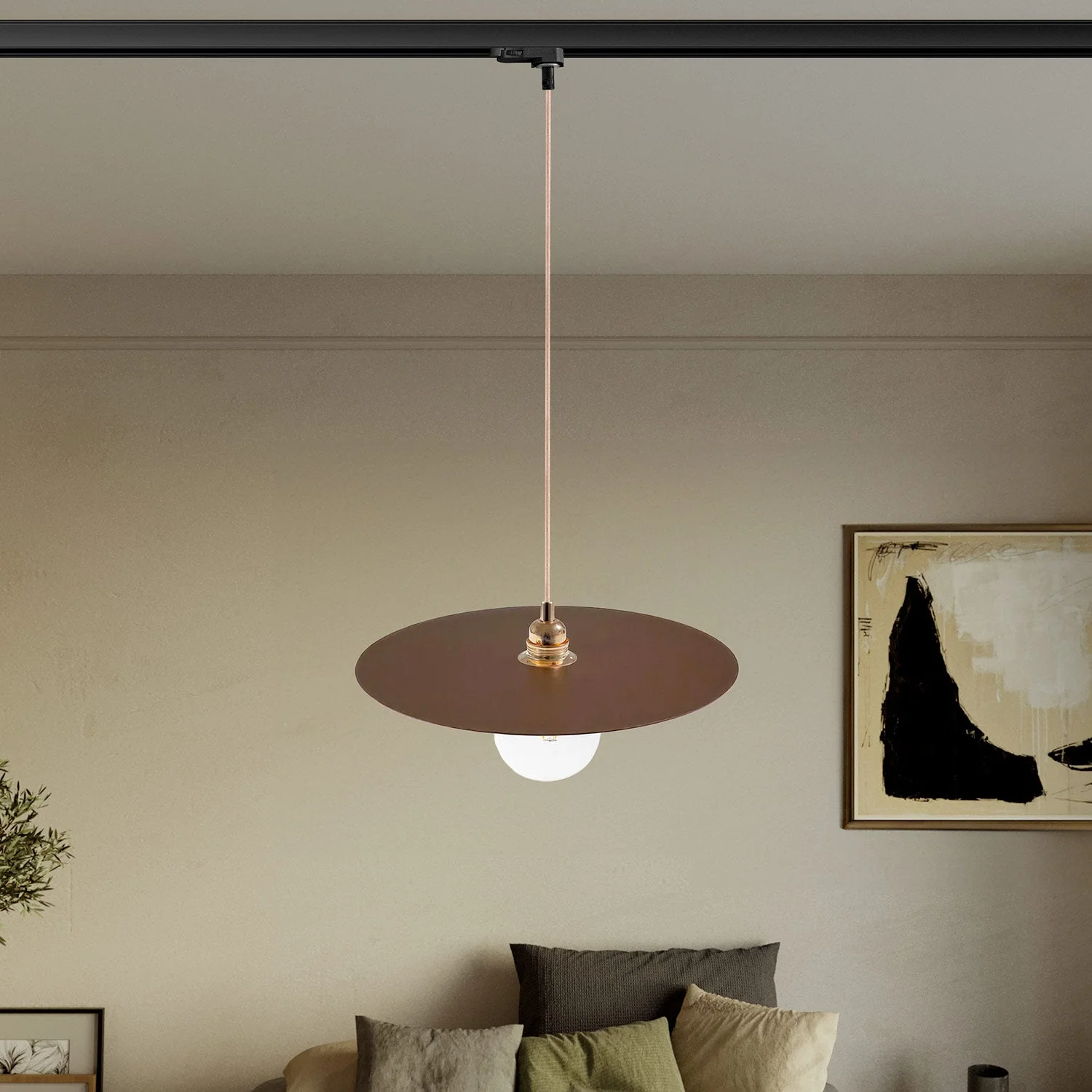 Pendelleuchte für Schienensysteme mit XL Ellepi-Lampenschirm - Corten-Effekt - Image 2