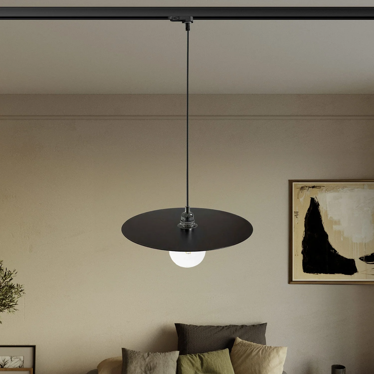 Pendelleuchte für Schienen mit XL-Ellepi-Schirm – Schwarz - Image 2