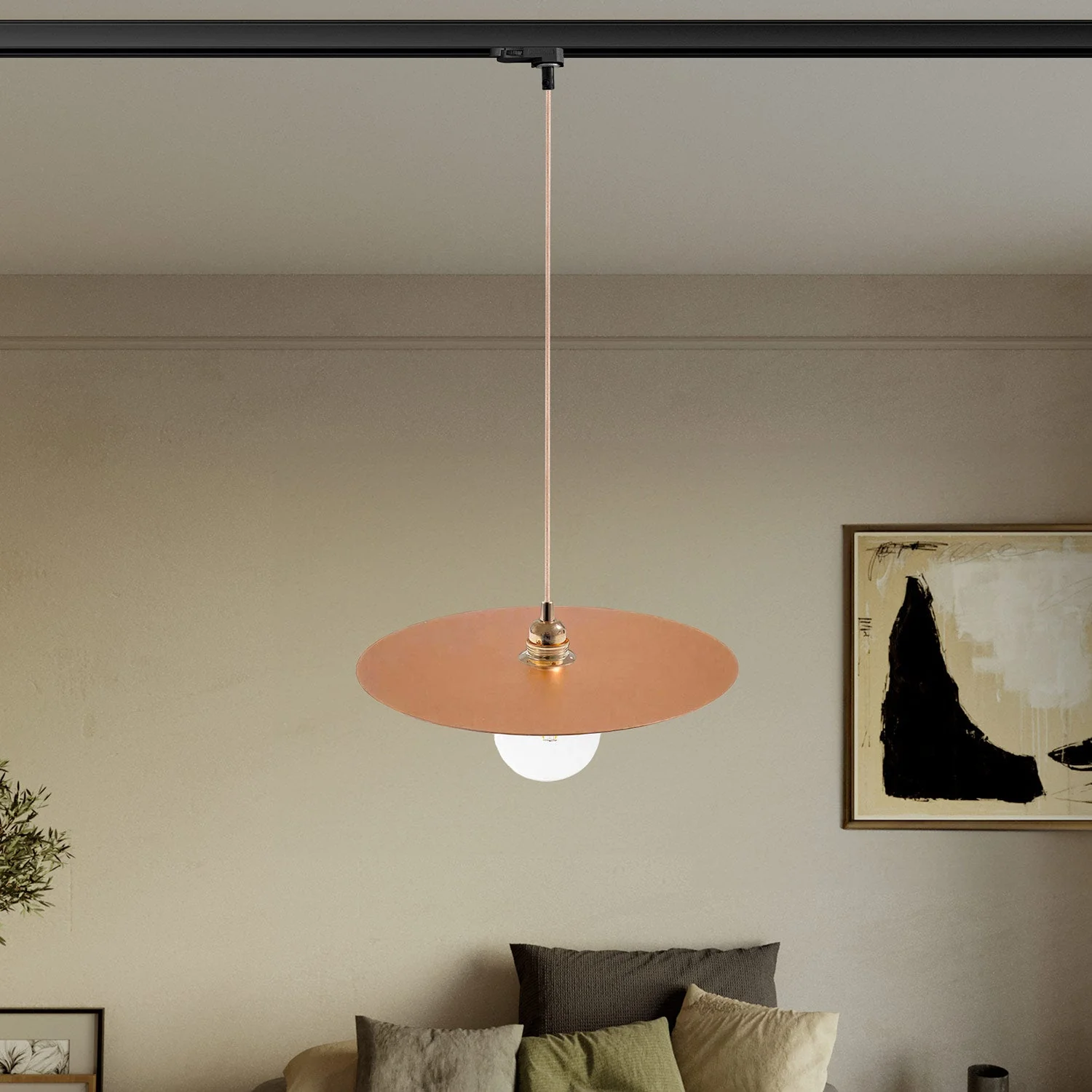 Pendelleuchte für Schienen mit XL Ellepi-Lampenschirm – Kupfer - Image 2