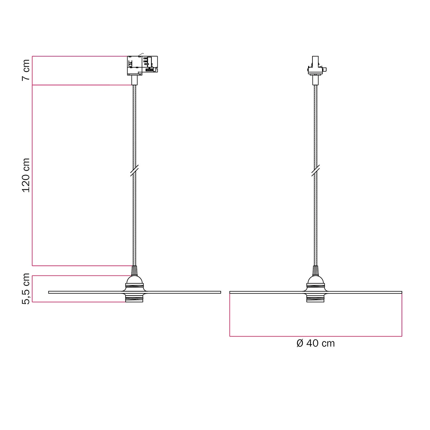 Pendelleuchte für Schienen mit XL Ellepi-Lampenschirm – Kupfer - Image 6