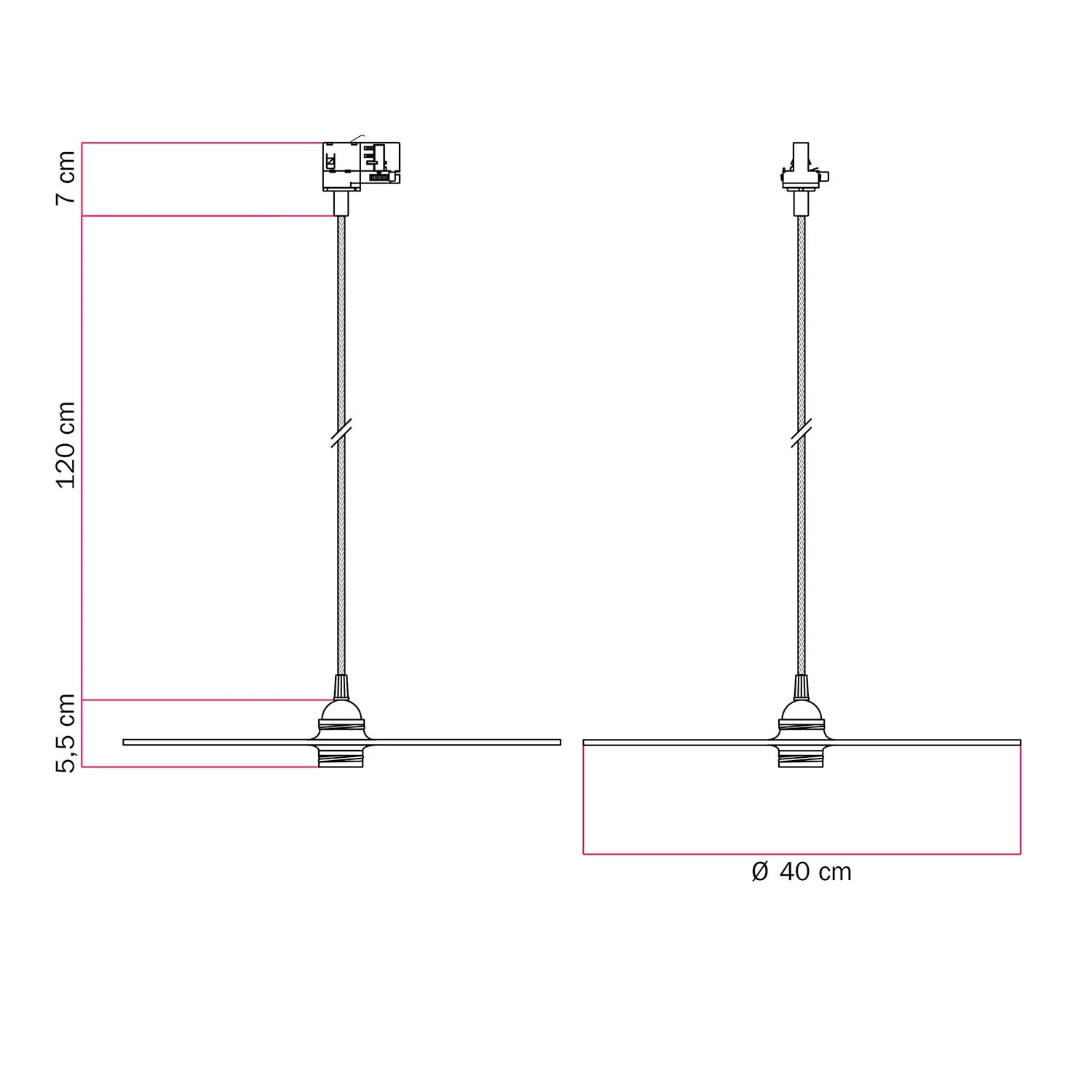 Pendelleuchte für Schienensystem mit XL Lampenschirm Ellepi – Weiß - Image 6