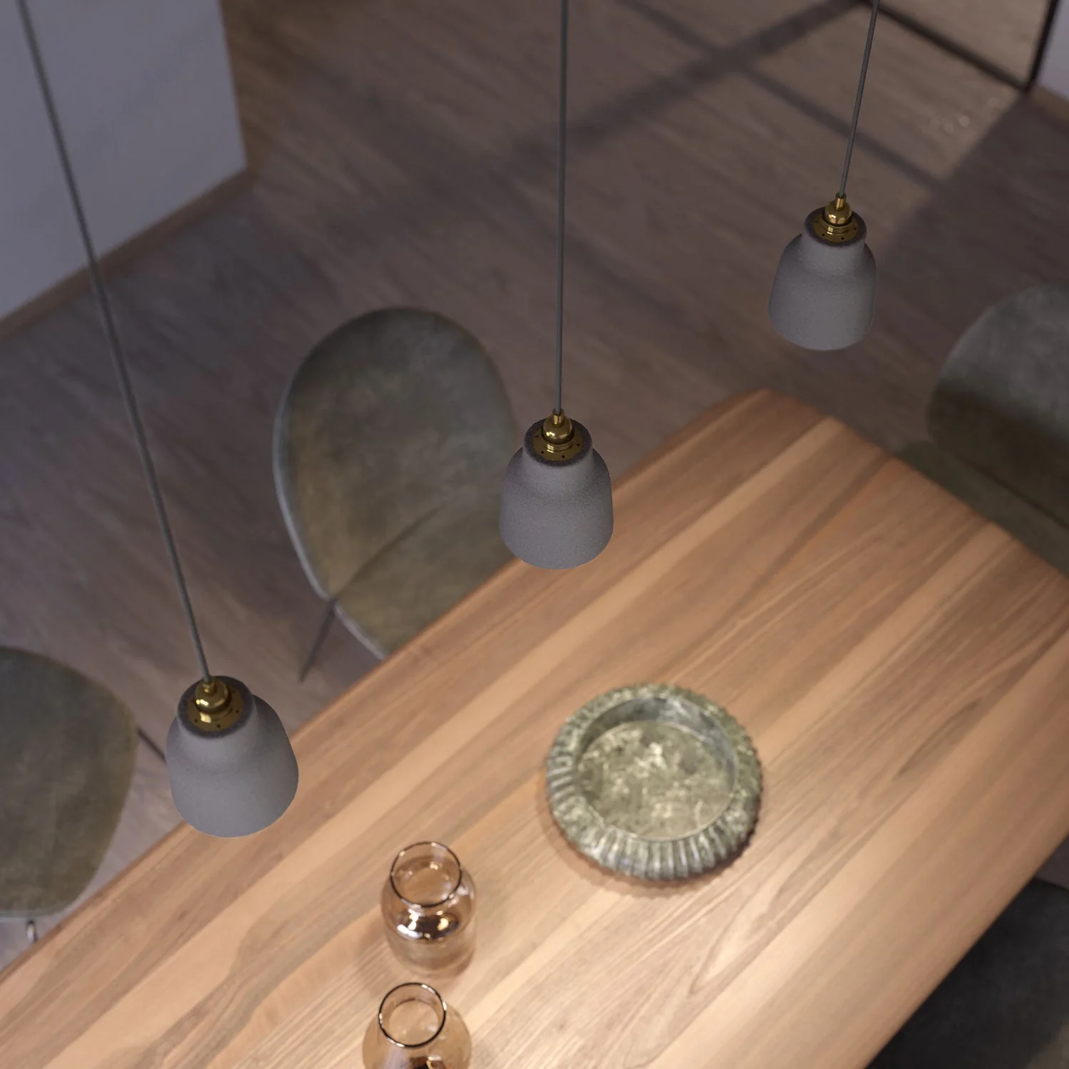 Hängeleuchte mit Textilkabel, Lampenschirm Vaso aus Keramik und Metall-Details – Betonoptik - Image 3