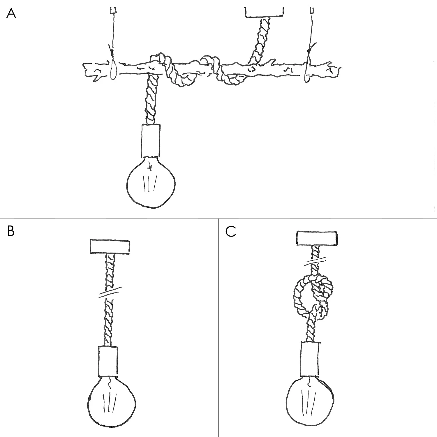 Pendelleuchte komplett mit XL-Nautikseil und Lampenfassung aus Rinde Small – Rinde - Image 5