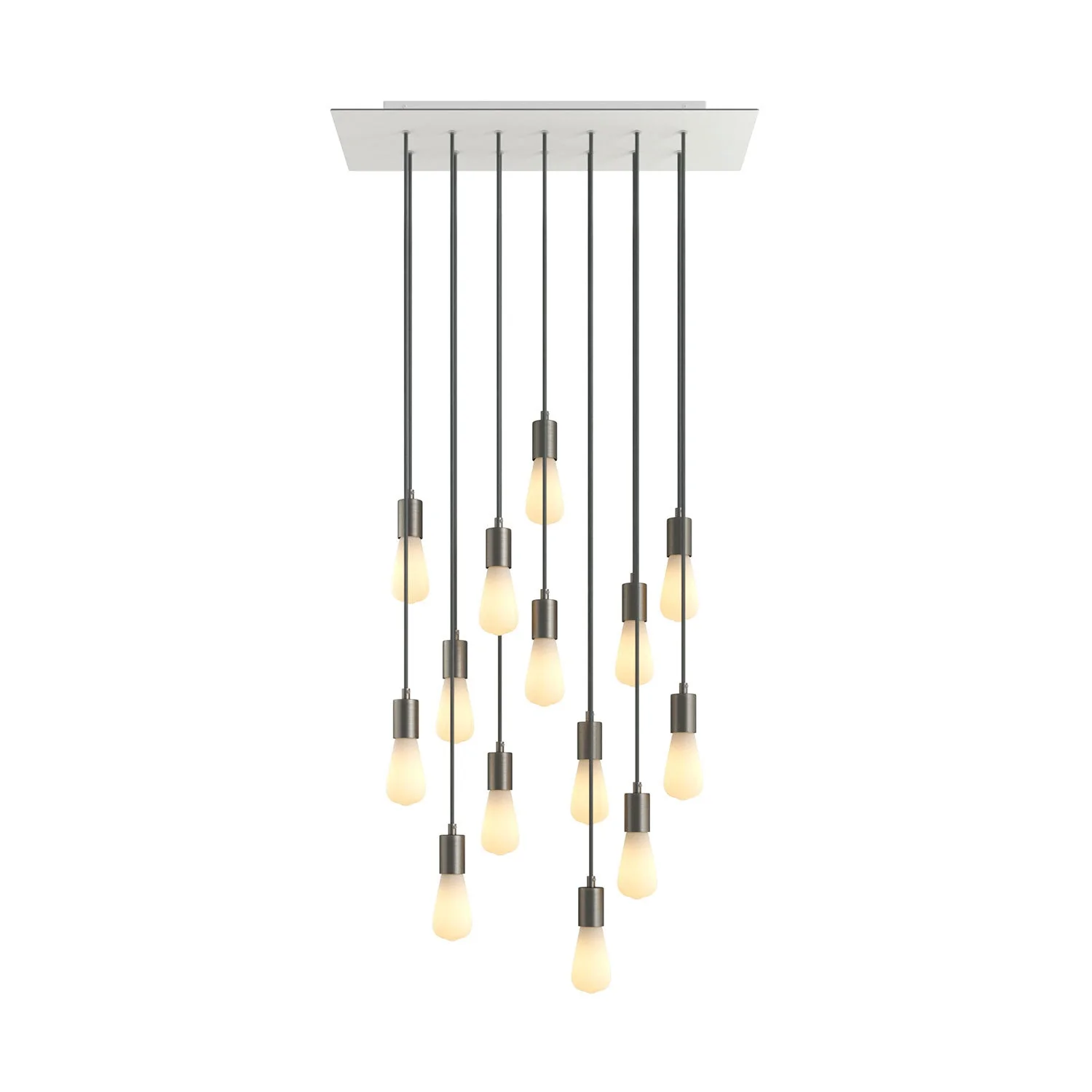 Pendelleuchte mit 14 Abhängungen mit XXL Rose-One Rechteck 675 mm mit Metall-Finish – Mattweiß