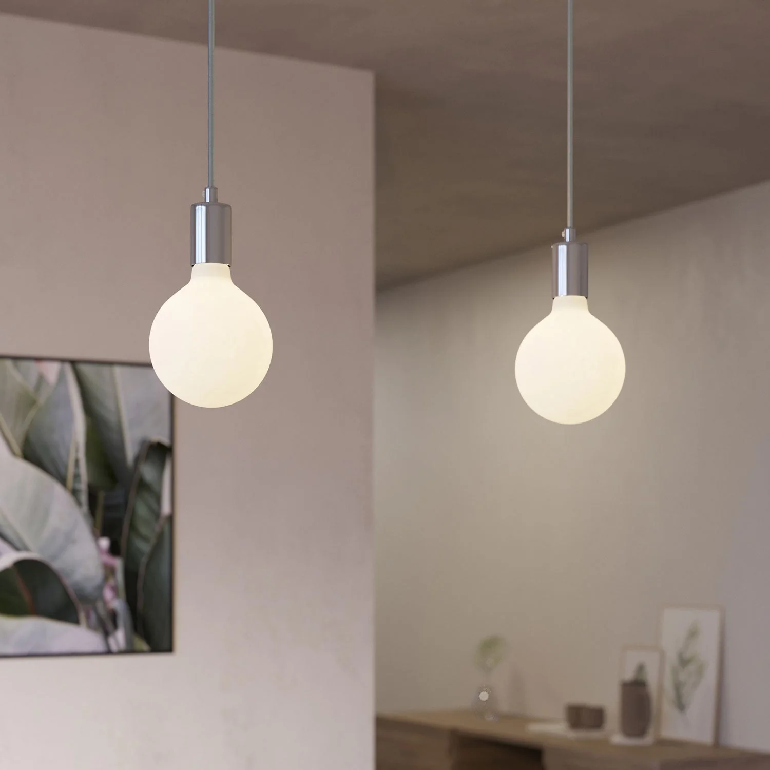 Pendelleuchte mit 2 Abhängungen und XXL Rose-One Rechteck 675 mm mit Metalldekor – Edelstahl satiniert - Image 3