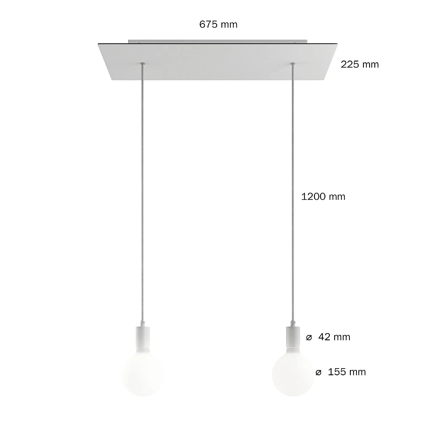 Pendelleuchte mit 2 Abhängungen und XXL Rose-One Rechteck 675 mm mit Metalldekor – Edelstahl satiniert - Image 6