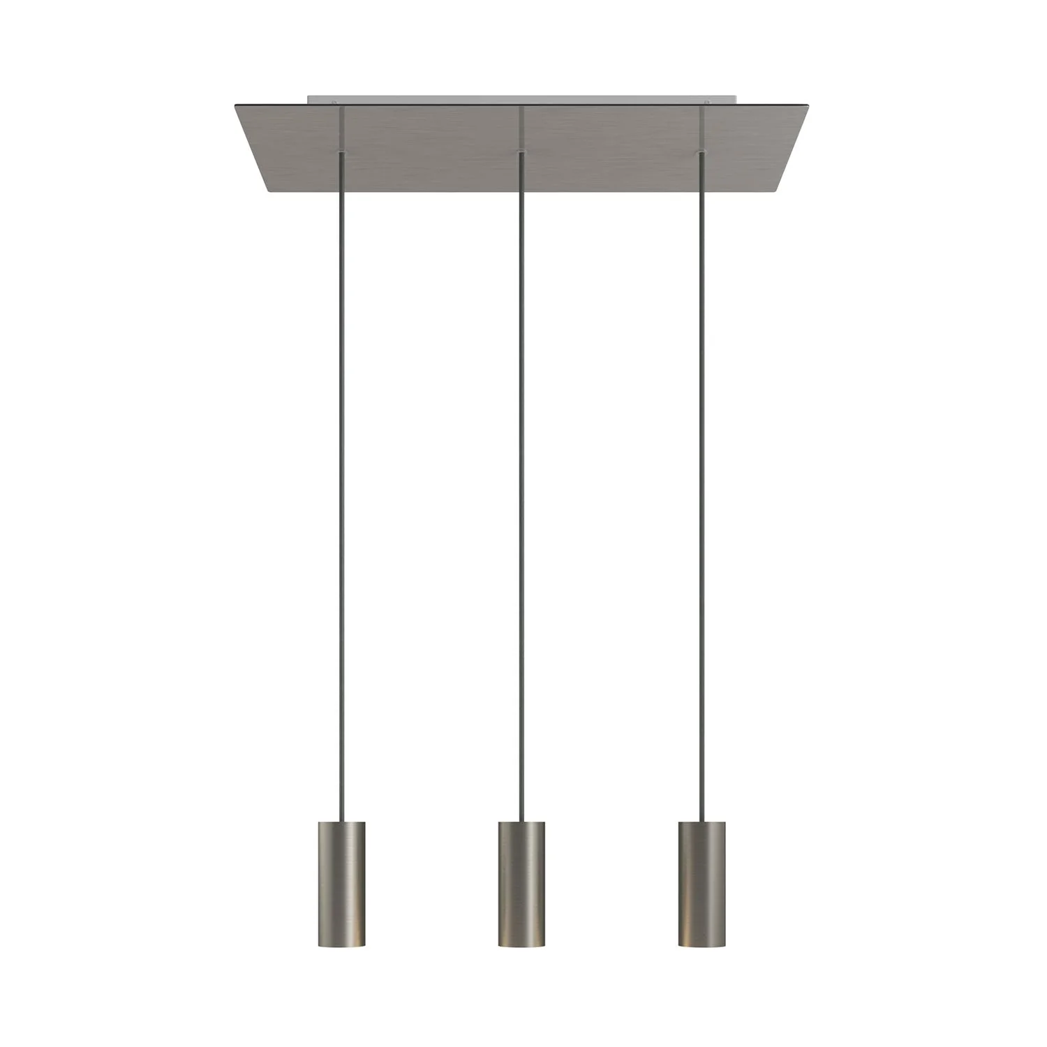 Pendelleuchte mit 3 Abhängungen, XXL Rose-One rechteckig 675 mm mit Metallschirm Tub-E14 – Satiniertes Stahl