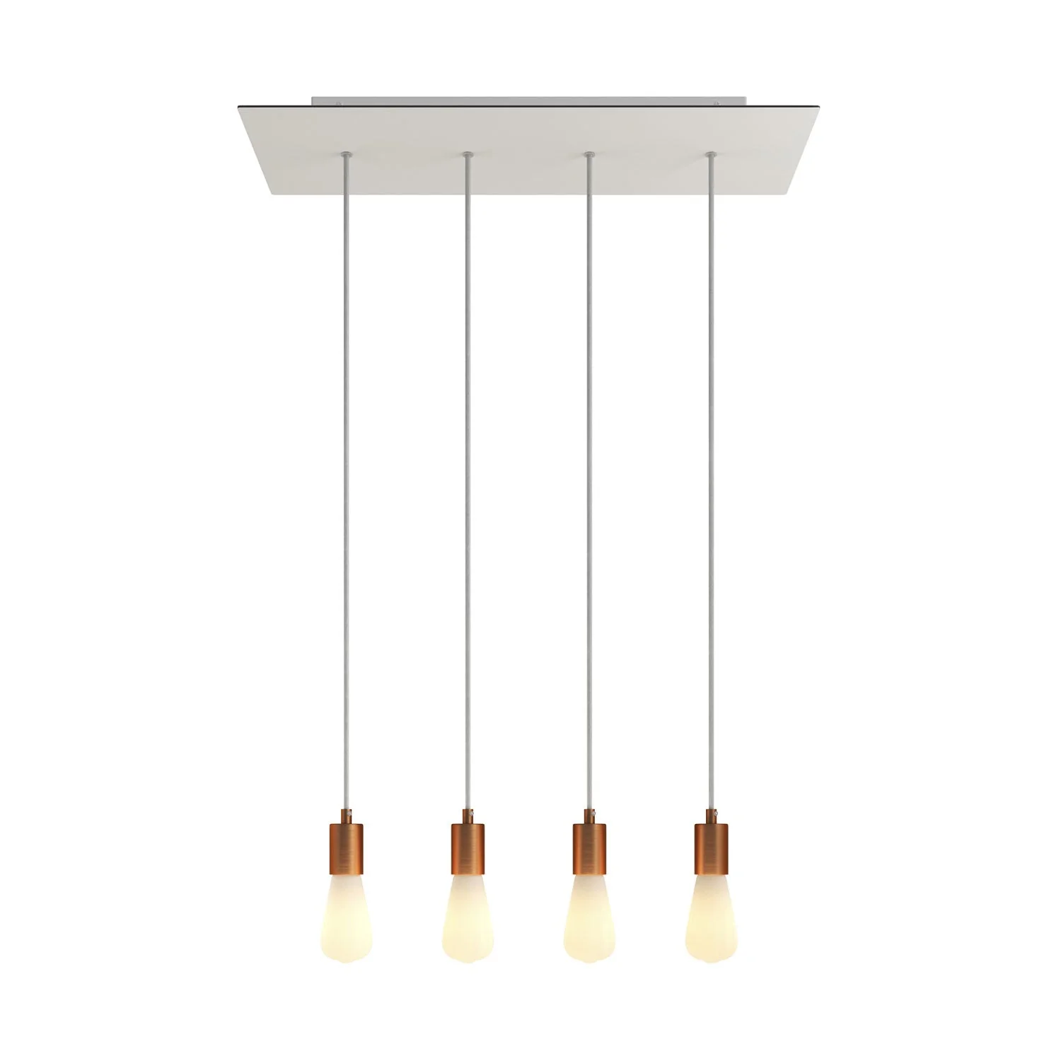 Pendelleuchte mit 4 Abgängen und XXL Rose-One rechteckig 675 mm mit Metallfinish – Mattweiß