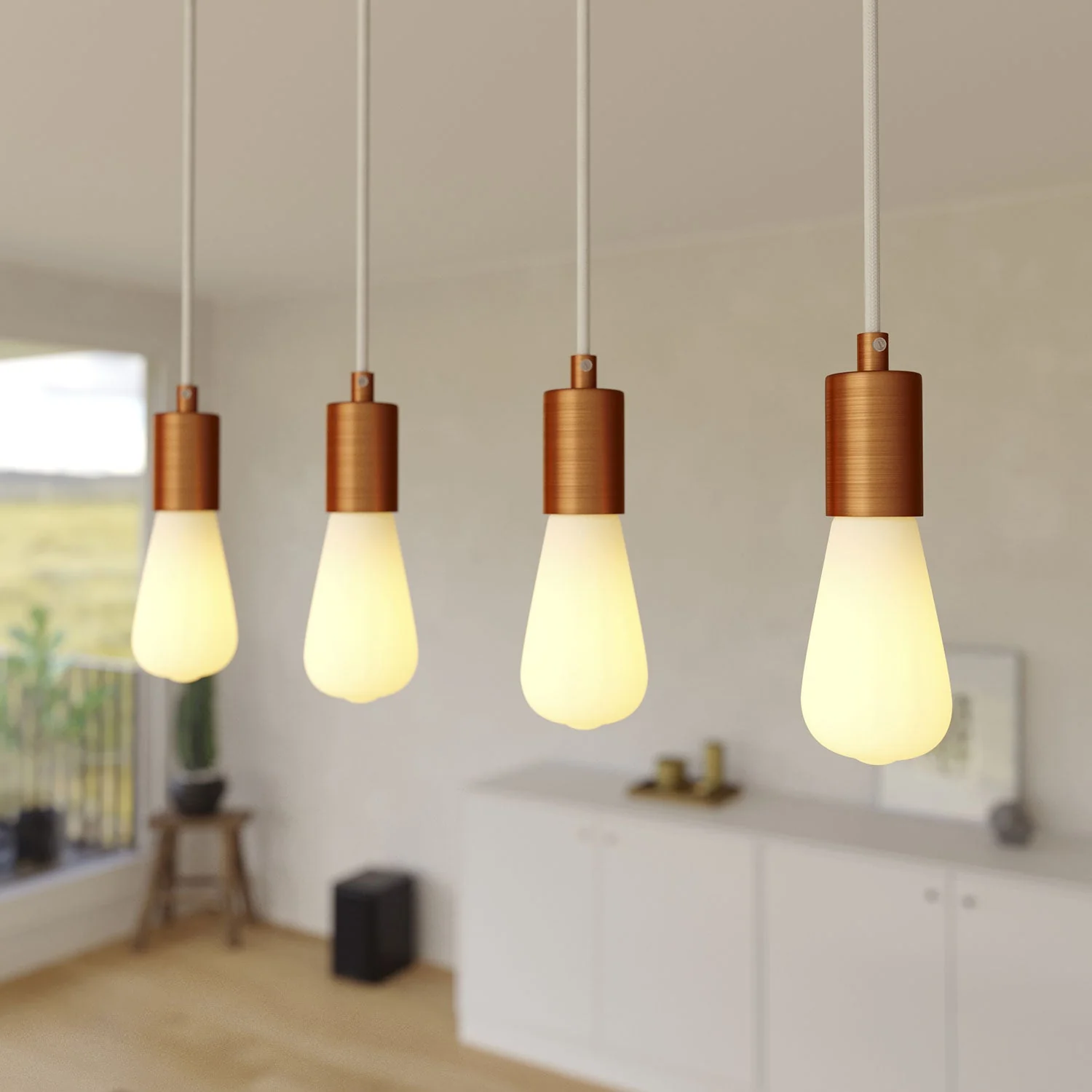 Pendelleuchte mit 4 Abgängen und XXL Rose-One rechteckig 675 mm mit Metallfinish – Mattweiß - Image 3