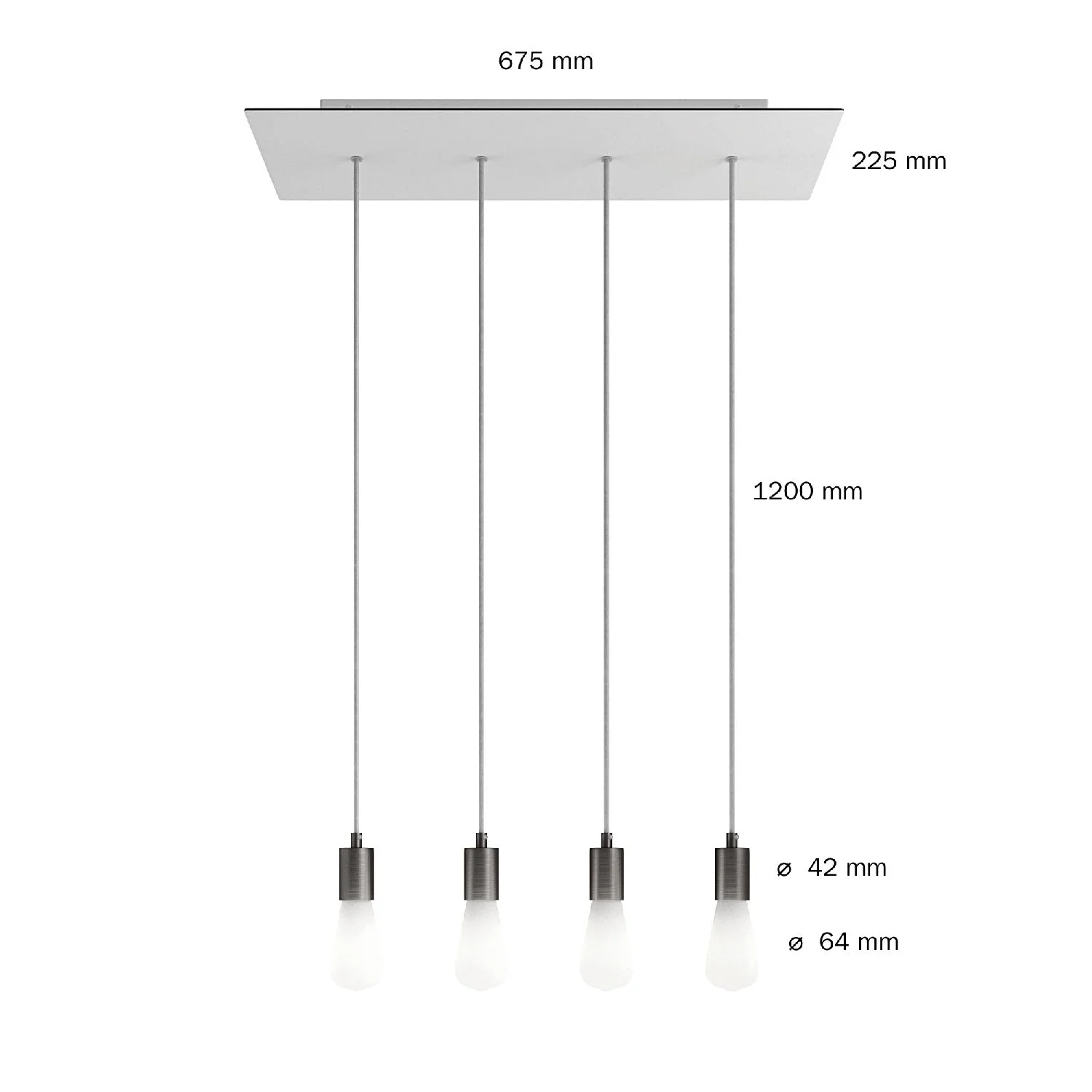 Pendelleuchte mit 4 Abhängungen und XXL Rose-One rechteckig 675 mm, Metall-Details – Satiniertes Kupfer - Image 6