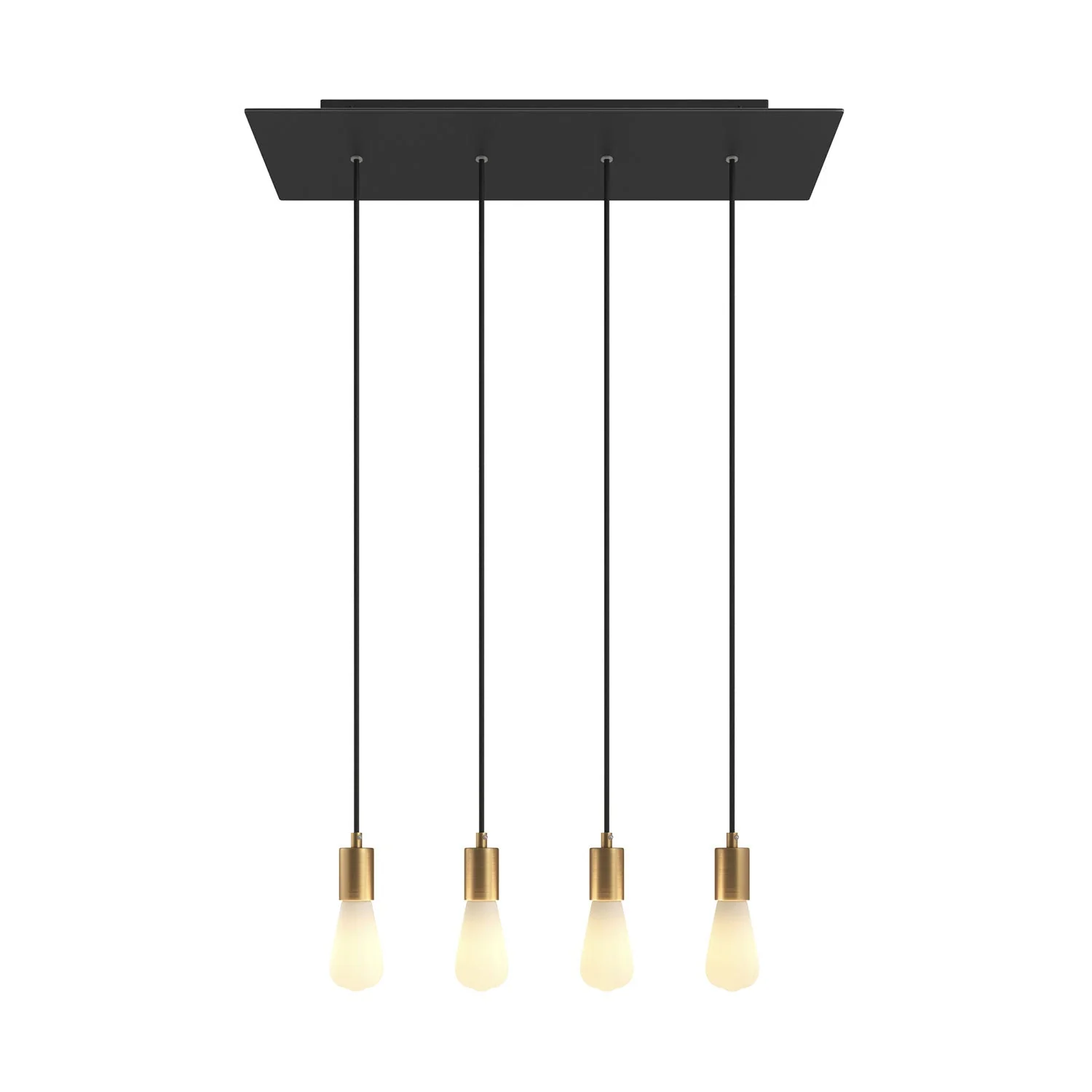 Pendelleuchte mit 4 Abhängungen und rechteckiger XXL Rose-One 675 mm mit Metall-Details – Matt Schwarz