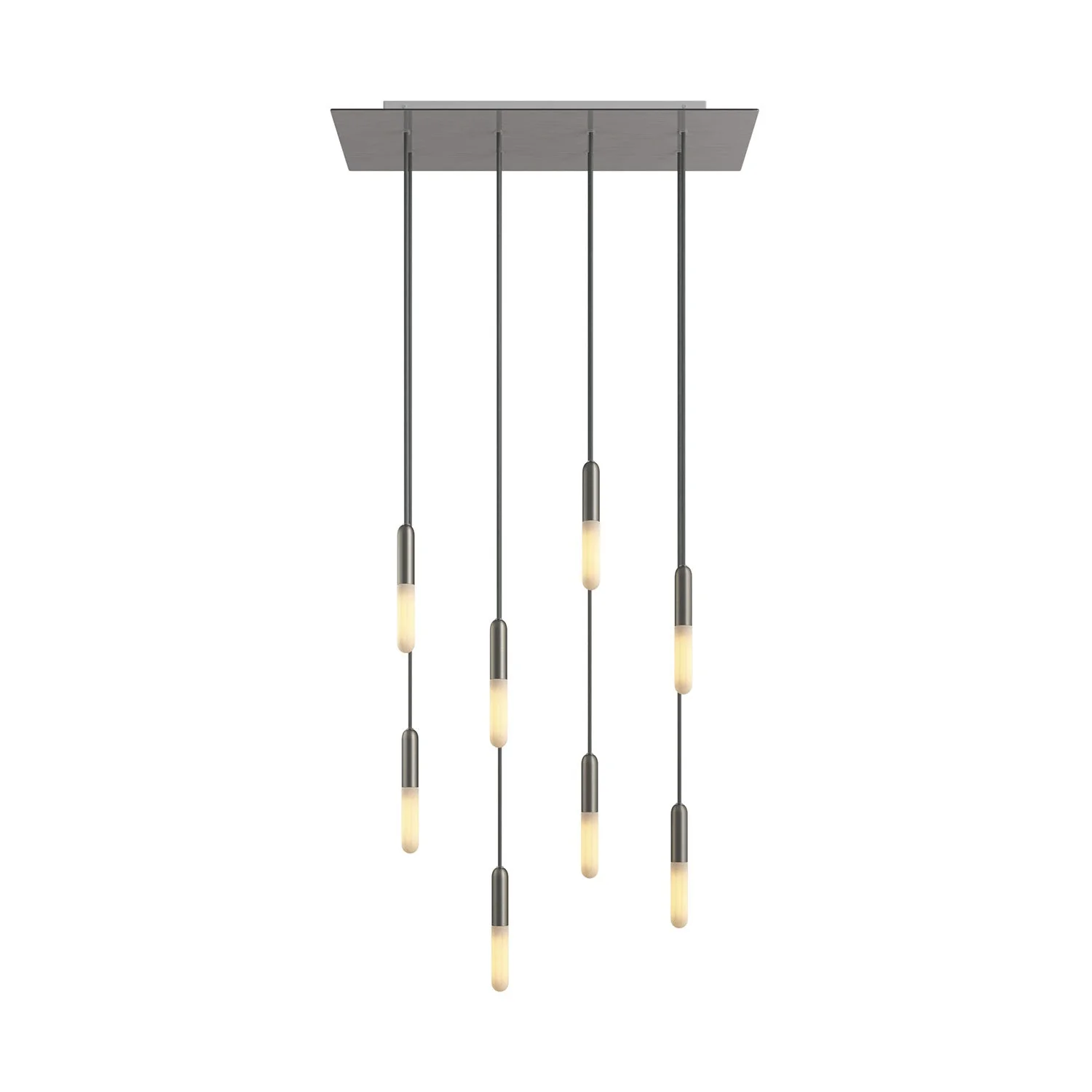 Pendelleuchte mit 8 Abhängungen und XXL Rose-One rechteckig 675 mm mit Metallfinish – Satinierter Stahl