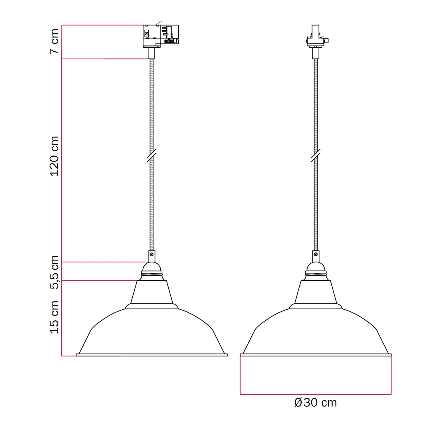 Pendelleuchte mit Bistrot-Schirm für Schienen – Schwarz - Image 6