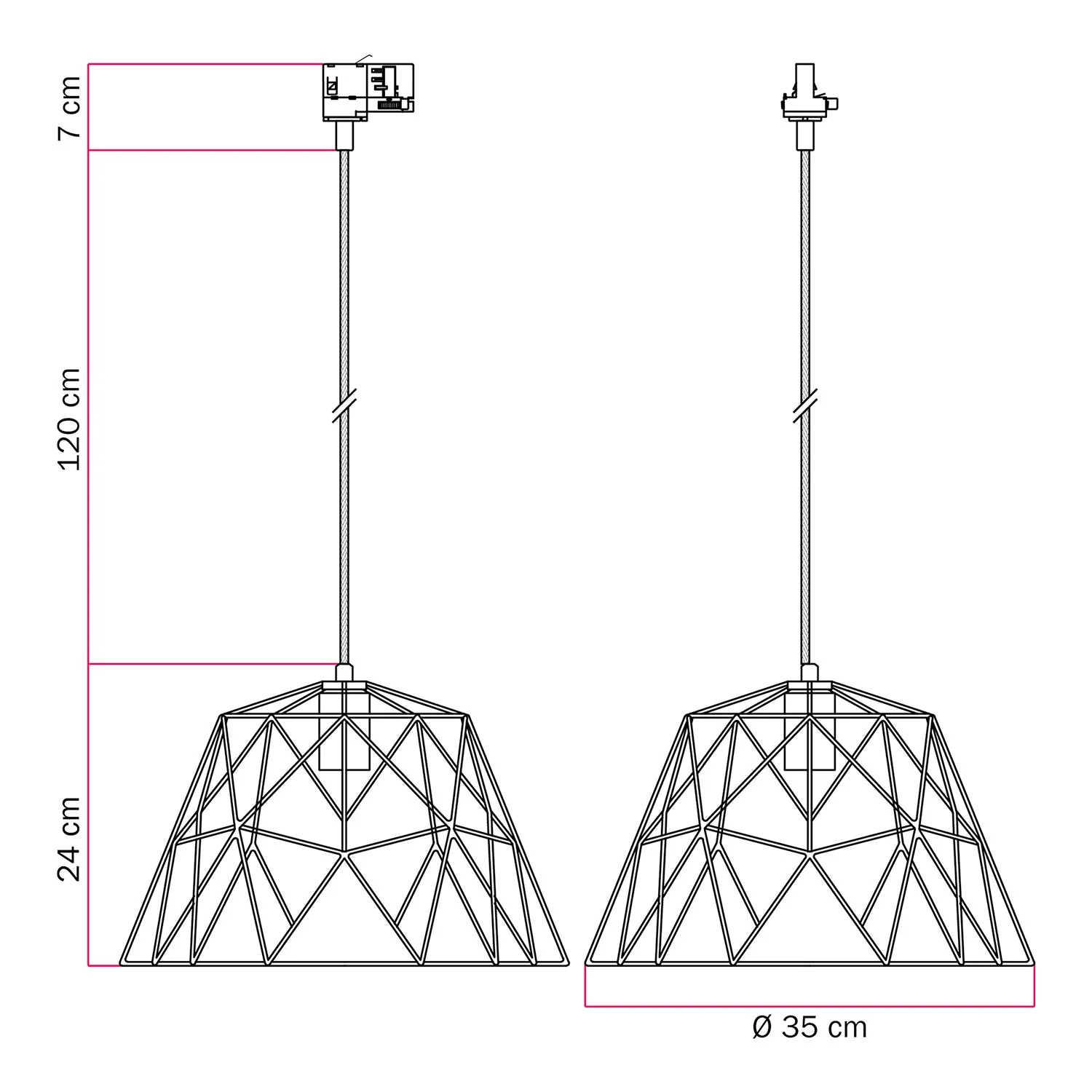 Pendelleuchte mit Dome-Lampenschirm für Schienensysteme - Weiß - Image 6