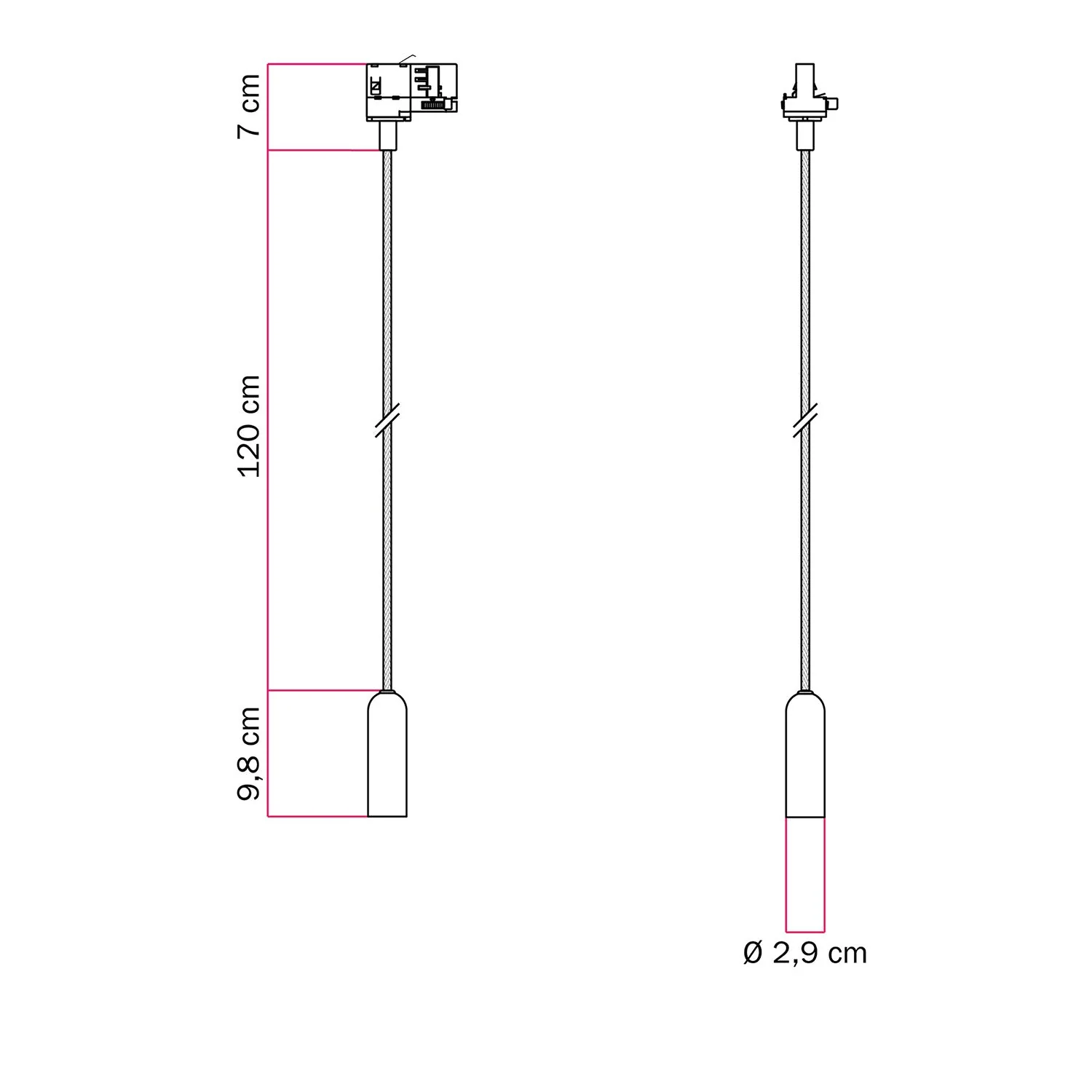 Hängeleuchte mit E14 P-Light-Fassung für Schienensysteme - Schwarz - Image 6