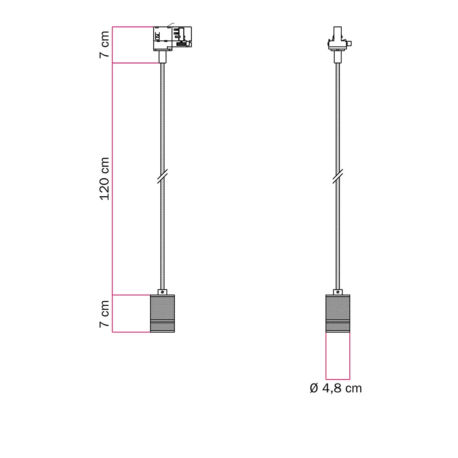Pendelleuchte mit gerändelter Aluminiumfassung für Schienensysteme – Kupfer - Image 6