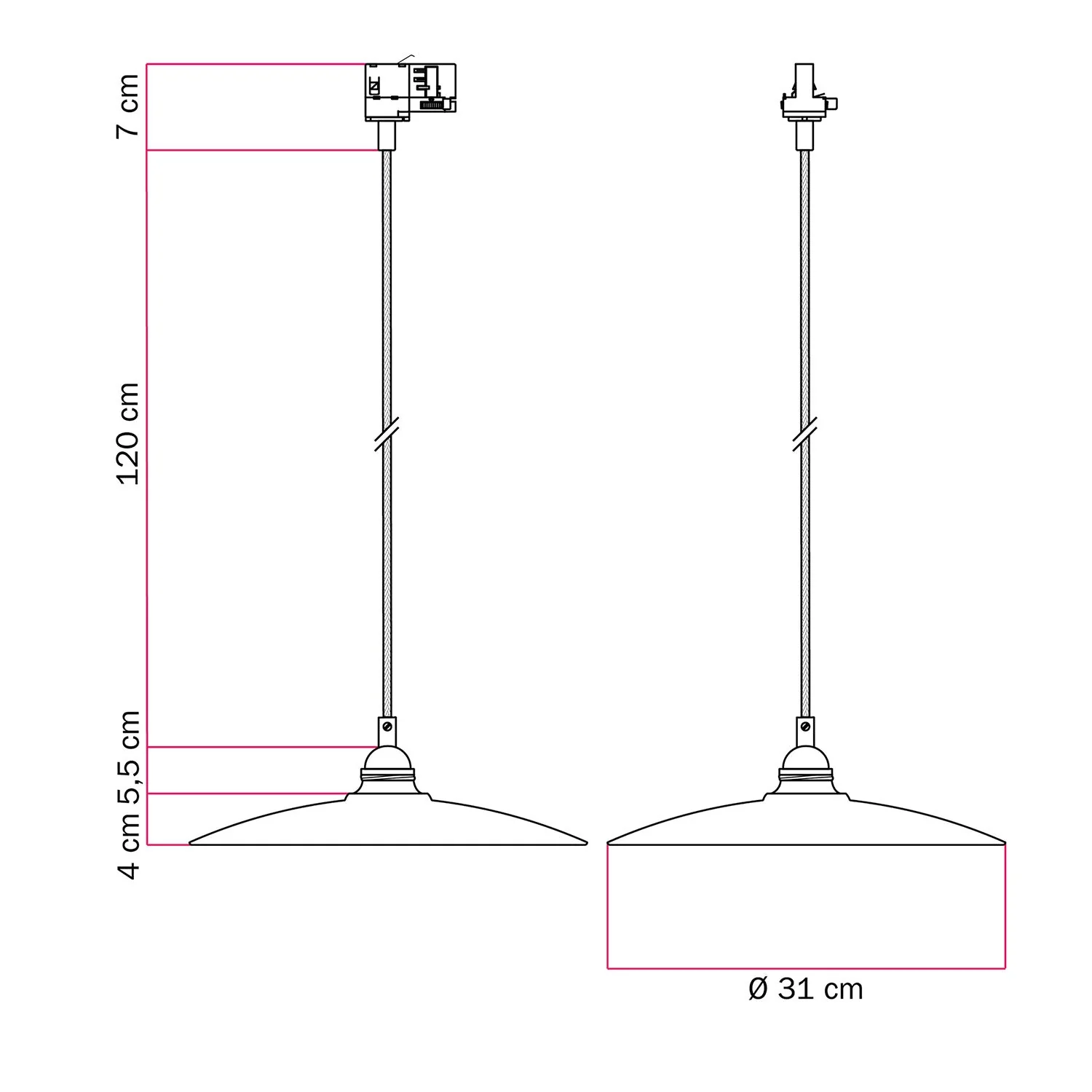 Pendelleuchte mit Keramikschirm Piatto für Schienensysteme – Schwarz - Image 6