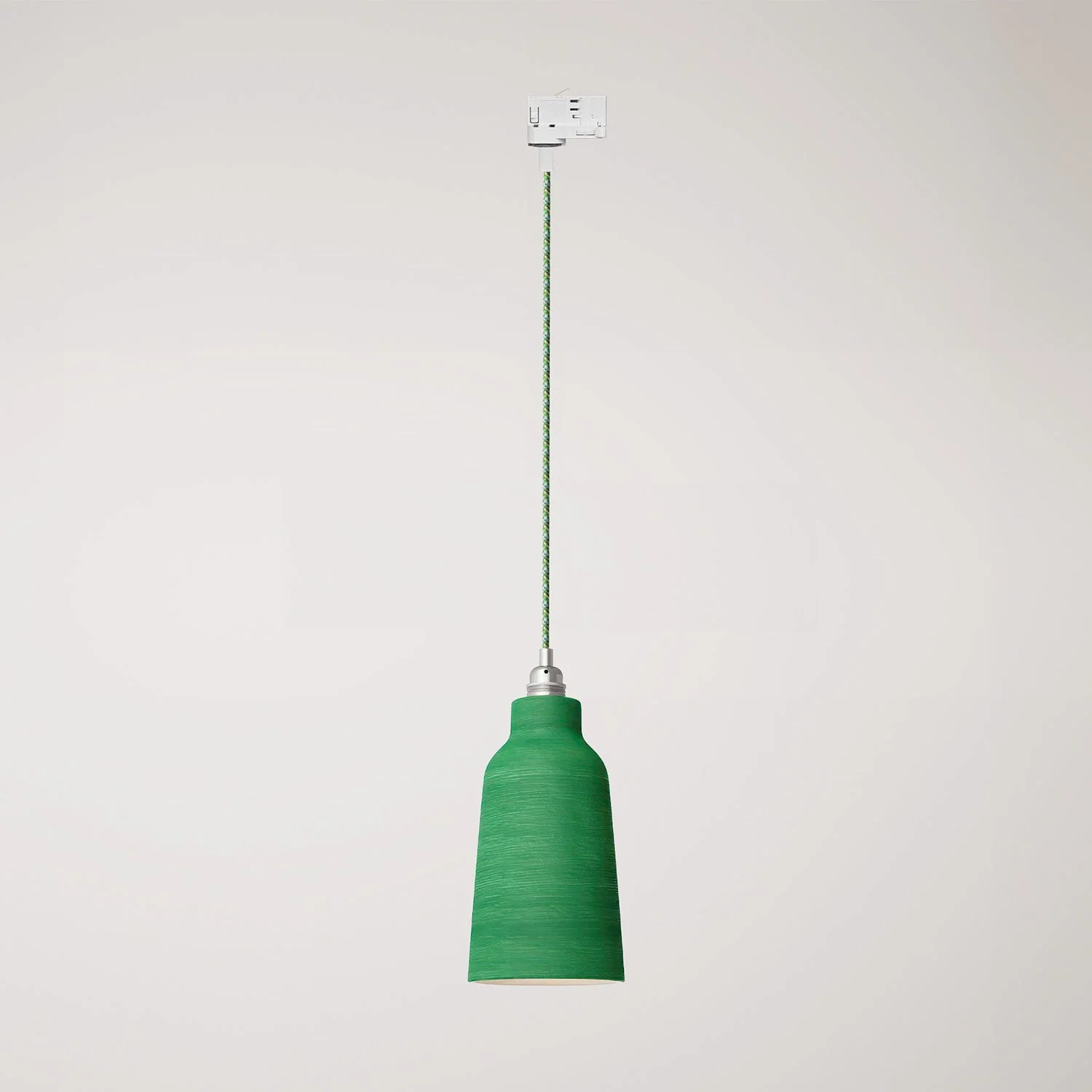 Pendelleuchte mit Flaschenlampenschirm und Schienenadapter – Gestreift Evergreen