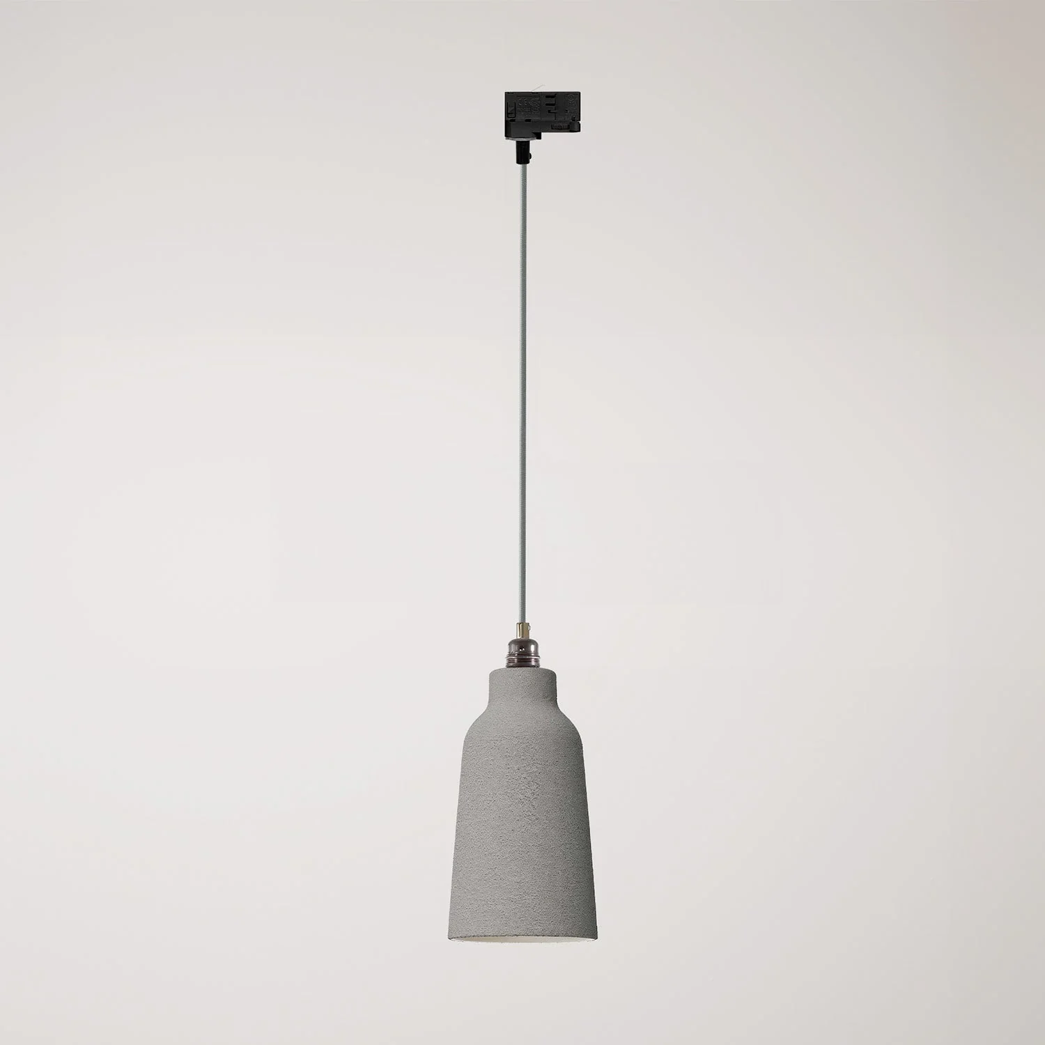 Pendelleuchte mit Flaschen-Lampenschirm und Schienenadapter – Beton-Effekt