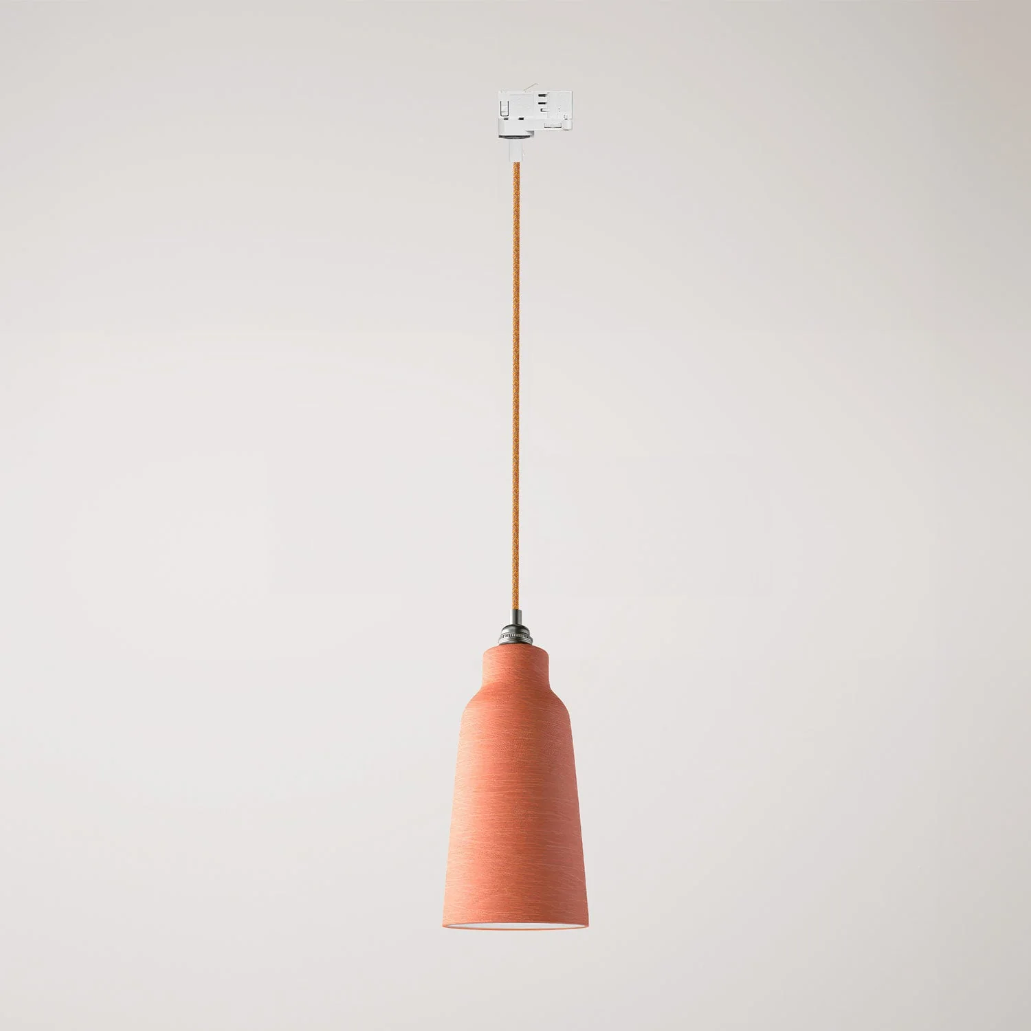 Pendelleuchte mit Flaschenlampenschirm und Adapter für Schienensystem - Gestreiftes Korallenrot