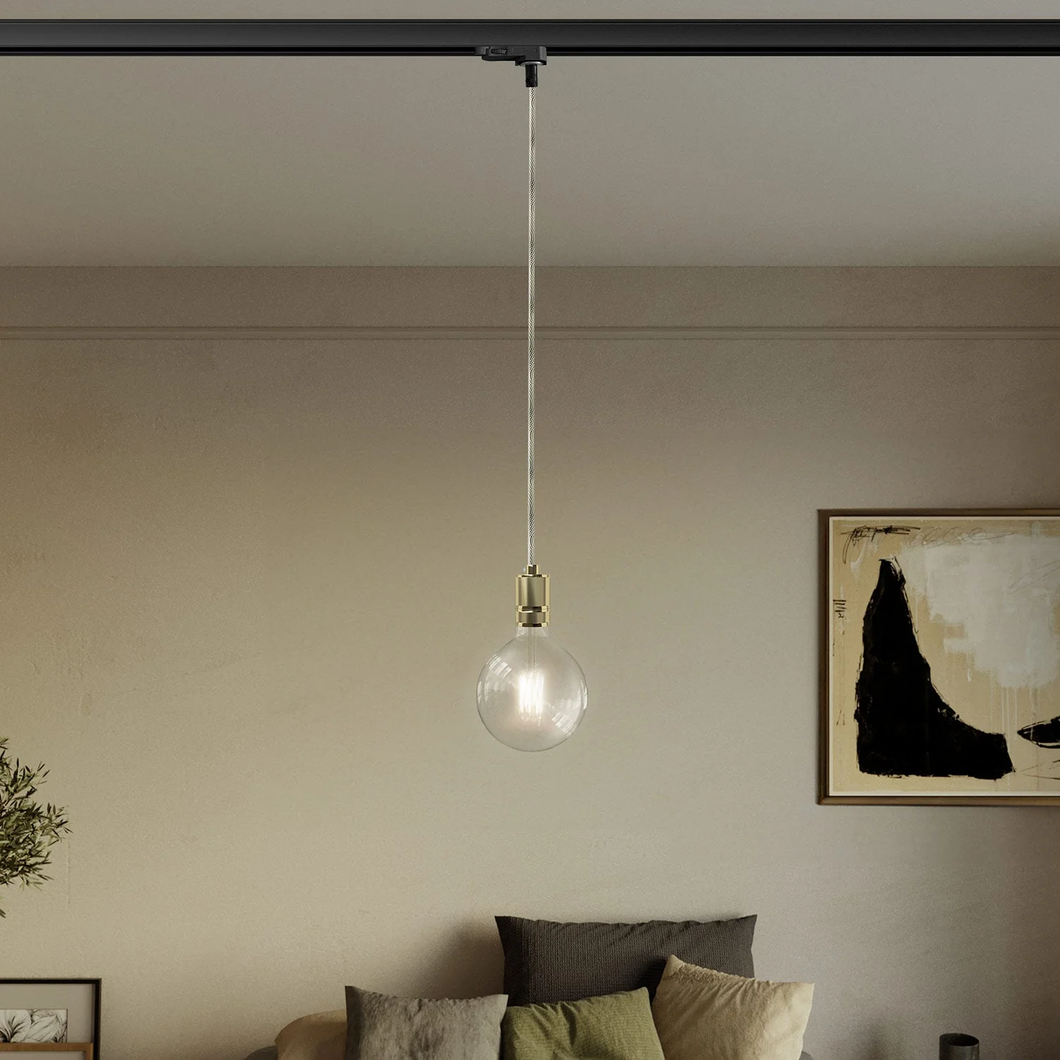 Pendelleuchte mit Aluminium-Lampenfassung, gerändelt für Schienensysteme – Messing - Image 2