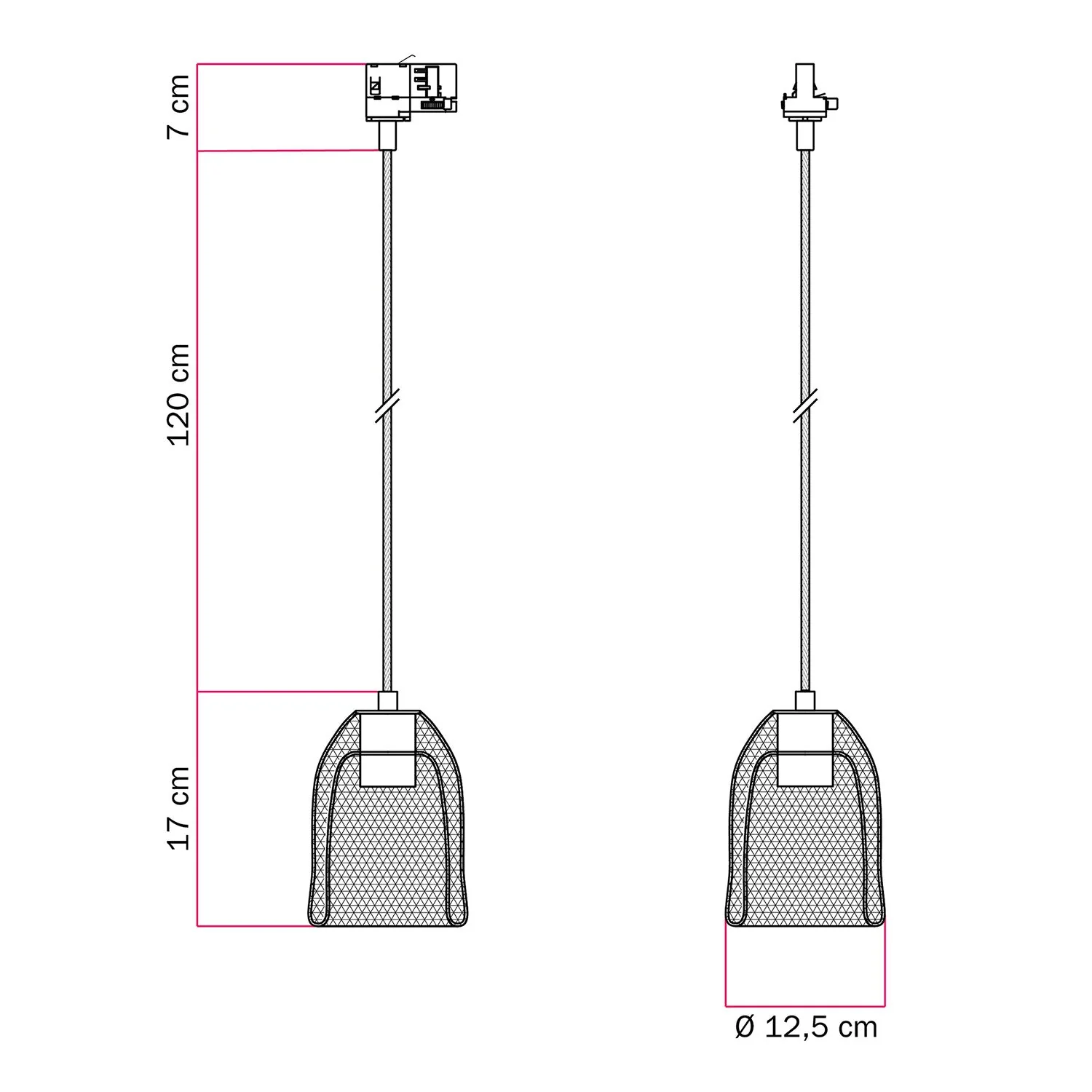 Pendelleuchte mit Ghostbell-Schirm für Schienensystem – Schwarz - Image 6