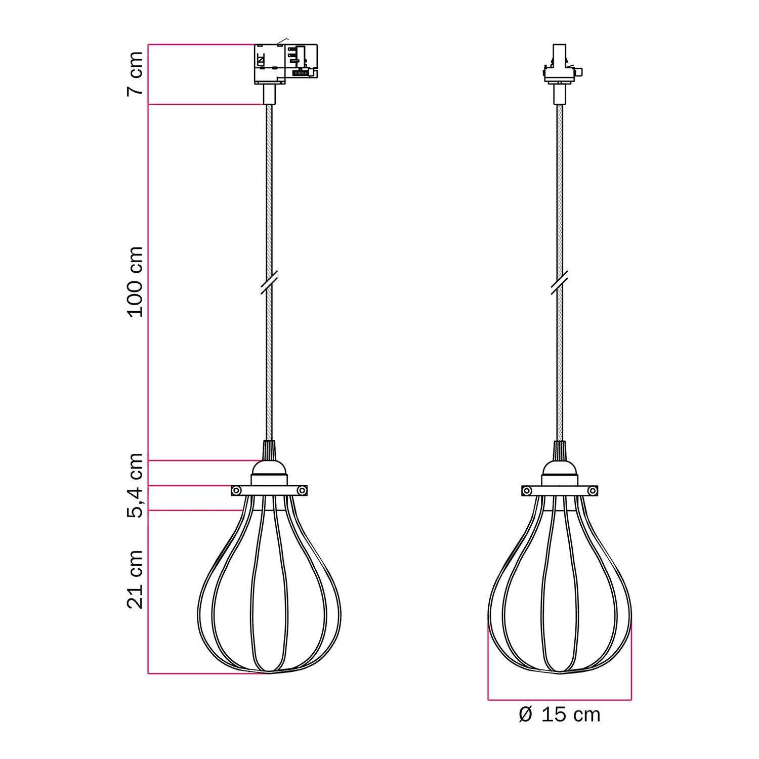 Pendelleuchte mit Käfigschirm Drop für Schienensystem – Weiß - Image 6