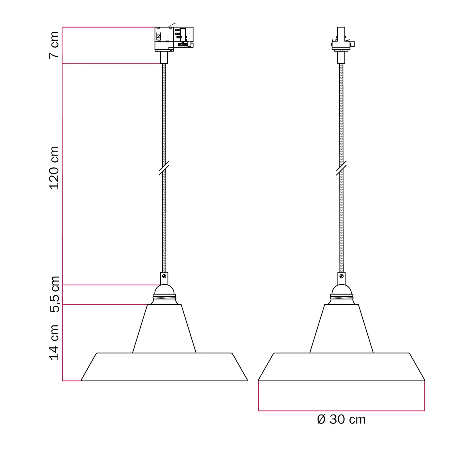 Pendelleuchte mit Schirm in Industriekeramik für Stromschienen – Betonoptik - Image 6