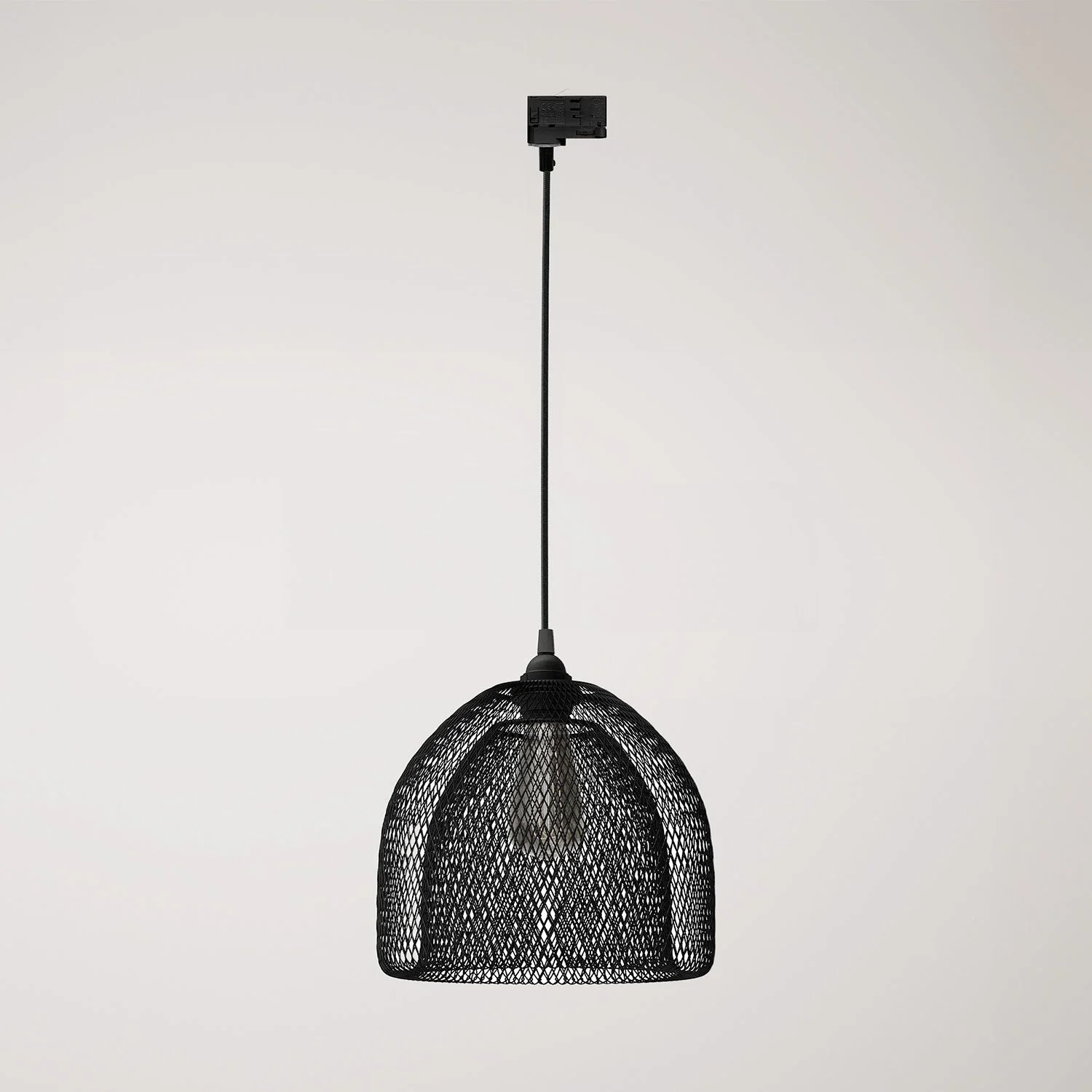 Pendelleuchte mit Ghostbell XL Gitter-Schirm für Schienensysteme – Schwarz