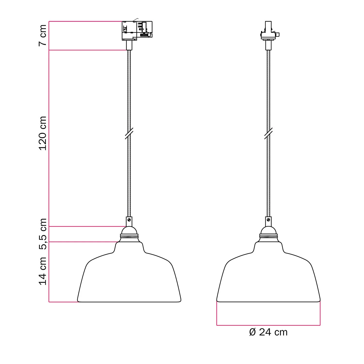 Pendelleuchte mit Coppa-Schirm und Schienenadapter – Corten-Effekt - Image 6