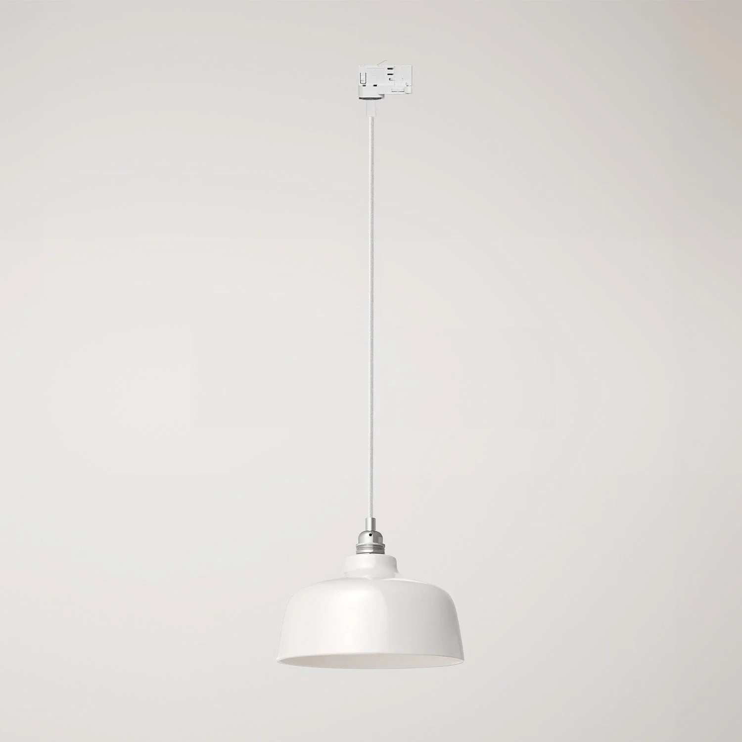 Pendelleuchte mit Coppa-Lampenschirm und Adapter für Stromschiene – Glänzend Weiß