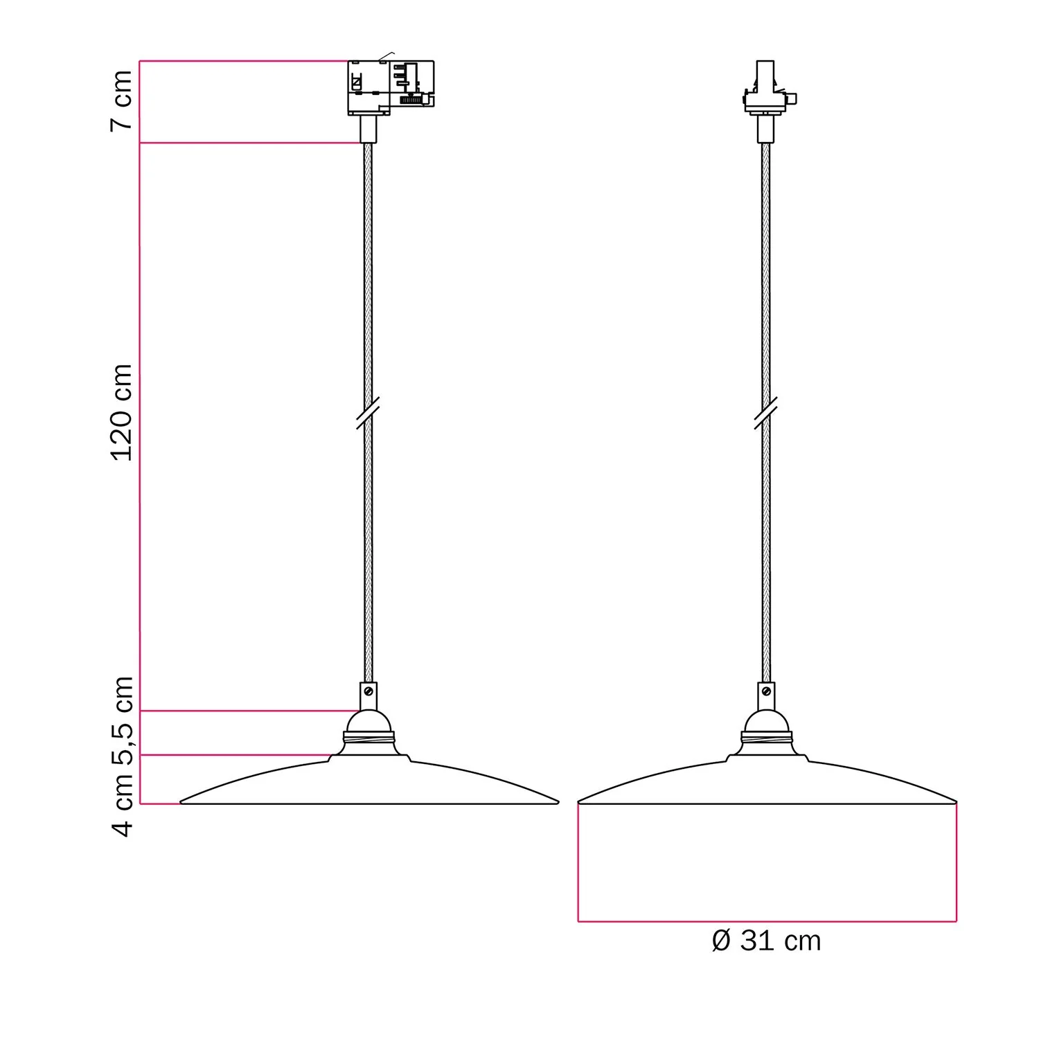 Pendelleuchte mit Keramikschirm Piatto für Schienensysteme – Betoneffekt - Image 6