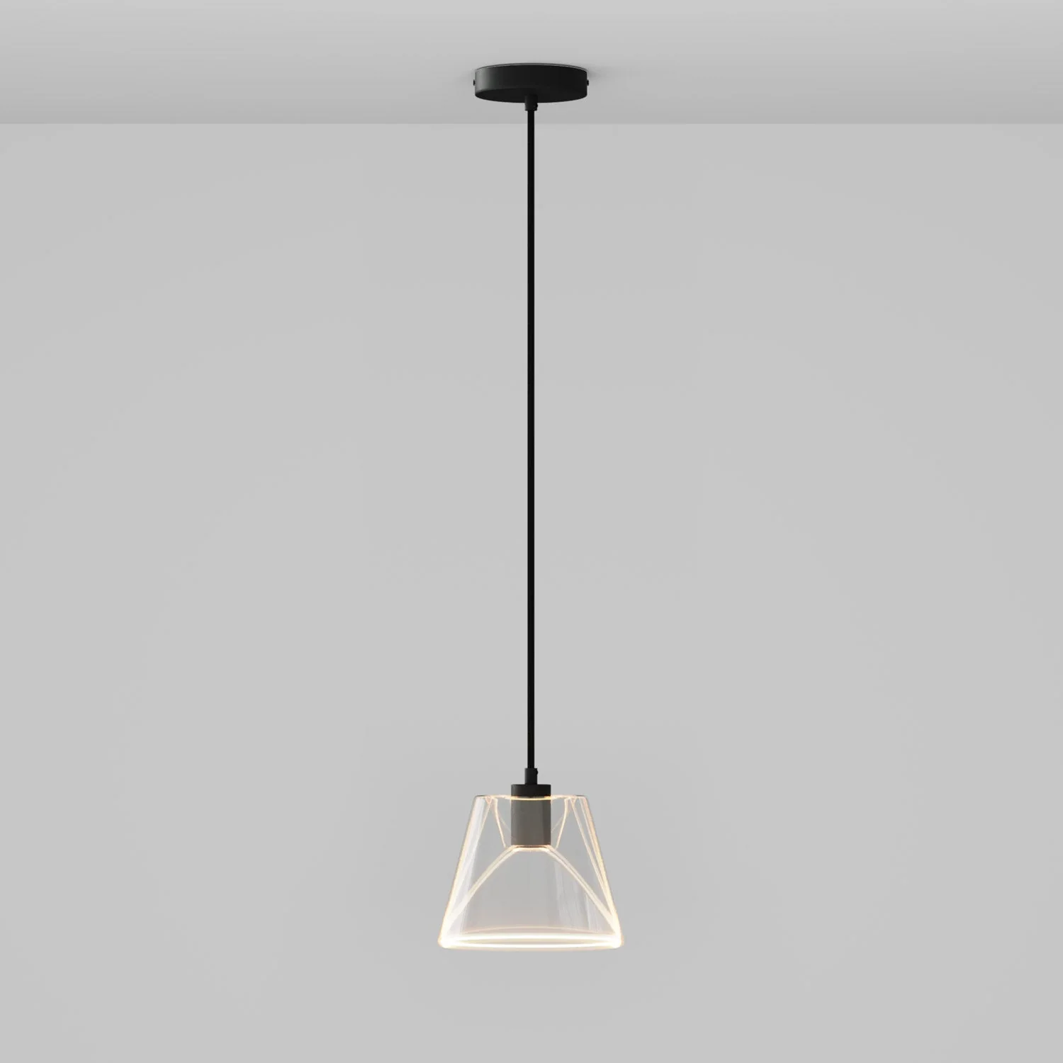 Pendelleuchte mit klarer Kegel-Glühbirne Ghost - Schwarz