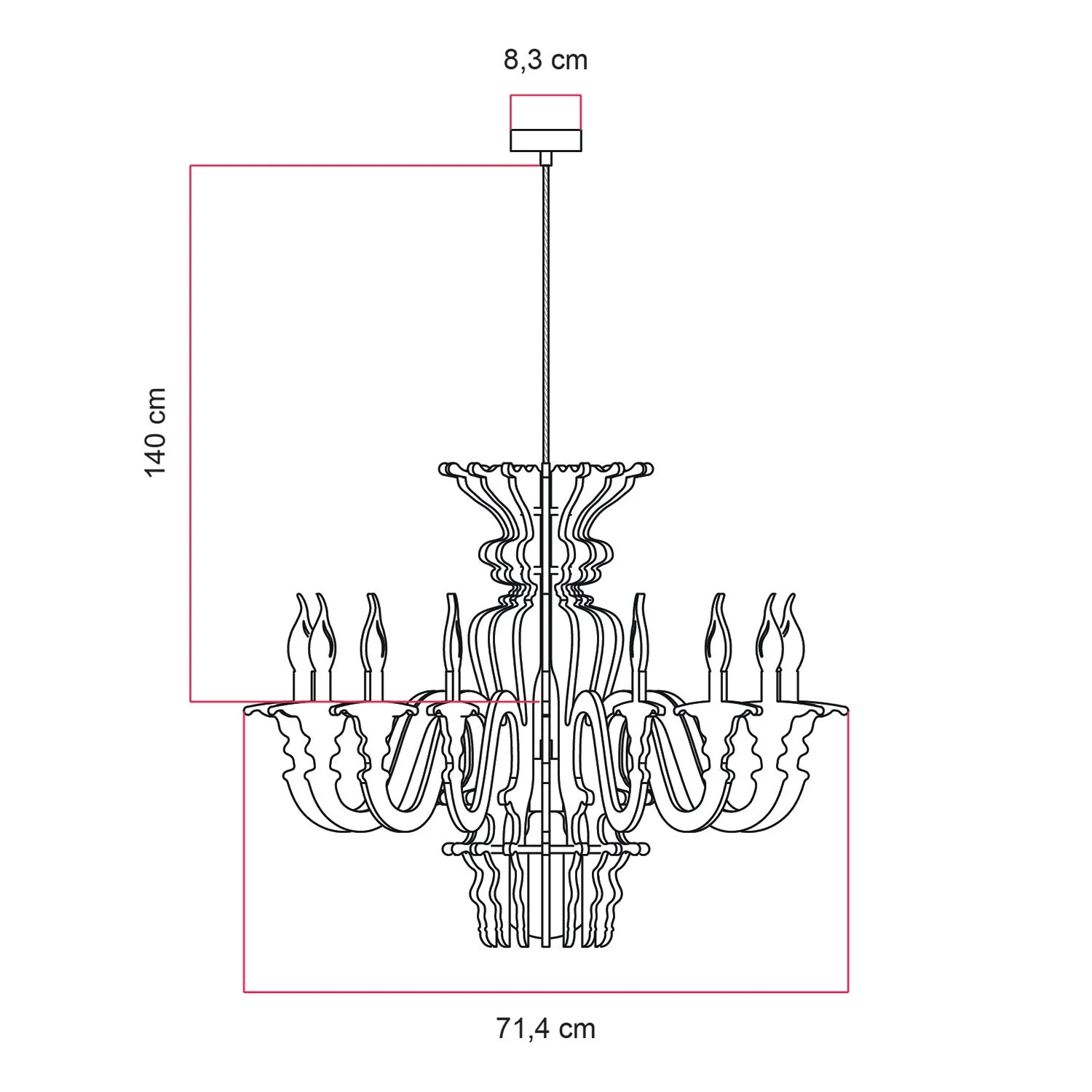 Pendelleuchte mit klassischem SHHANDELIER-Schirm aus schallabsorbierendem Material – Melange Orange - Image 7
