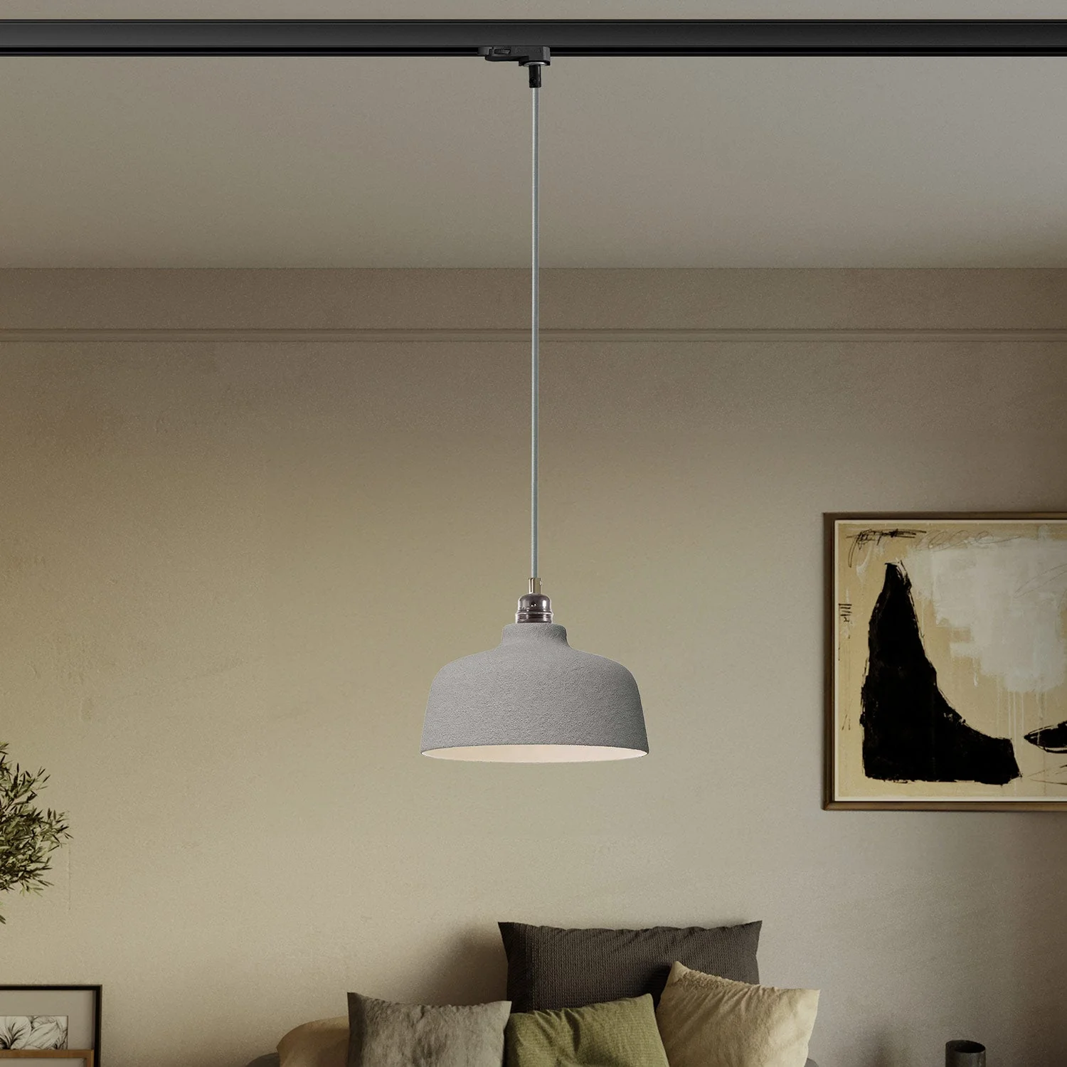 Pendelleuchte mit Coppa-Schirm und Schienenadapter – Betoneffekt - Image 2
