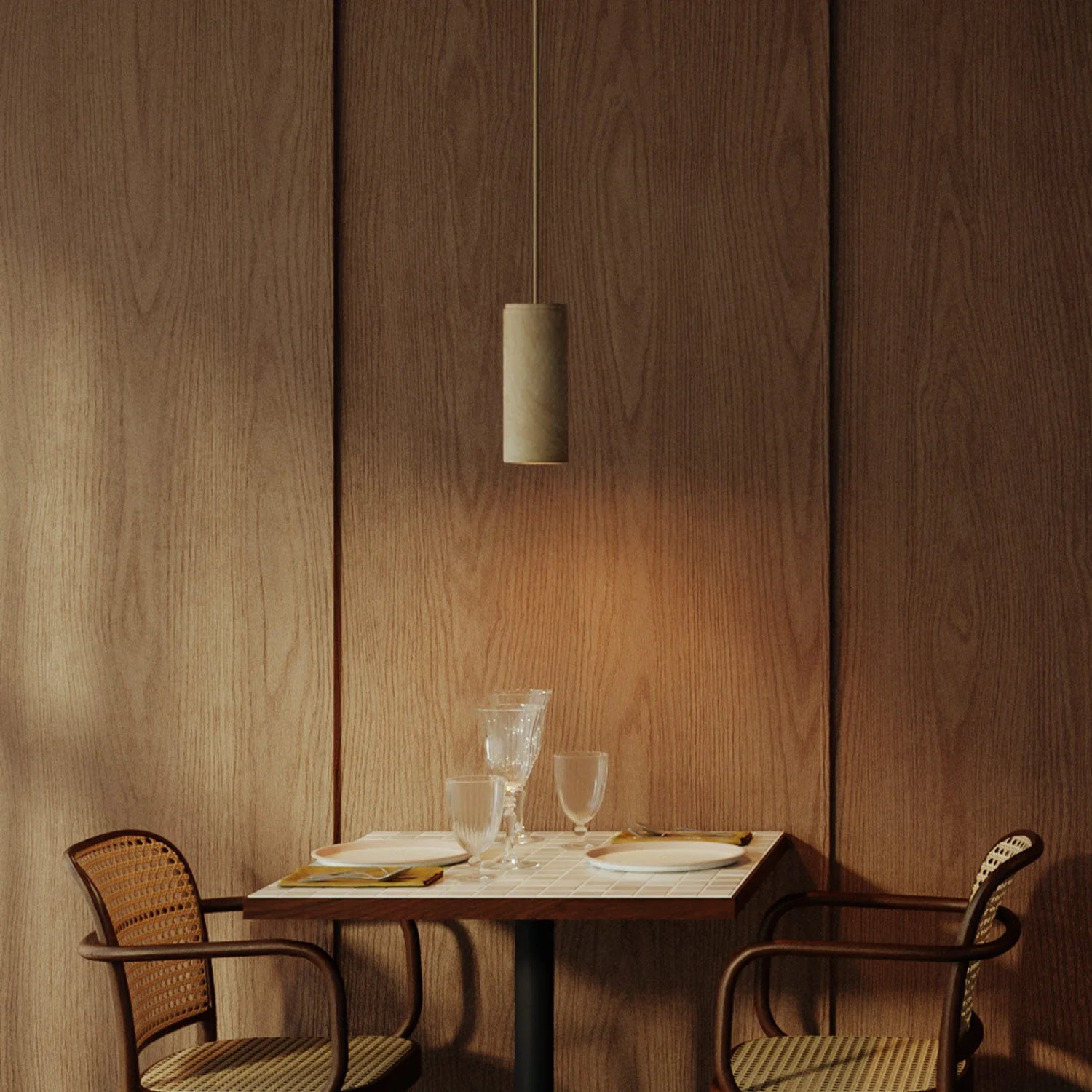 Pendelleuchte mit Holz-Lampenschirm für Tub-E27 Spot - Image 3
