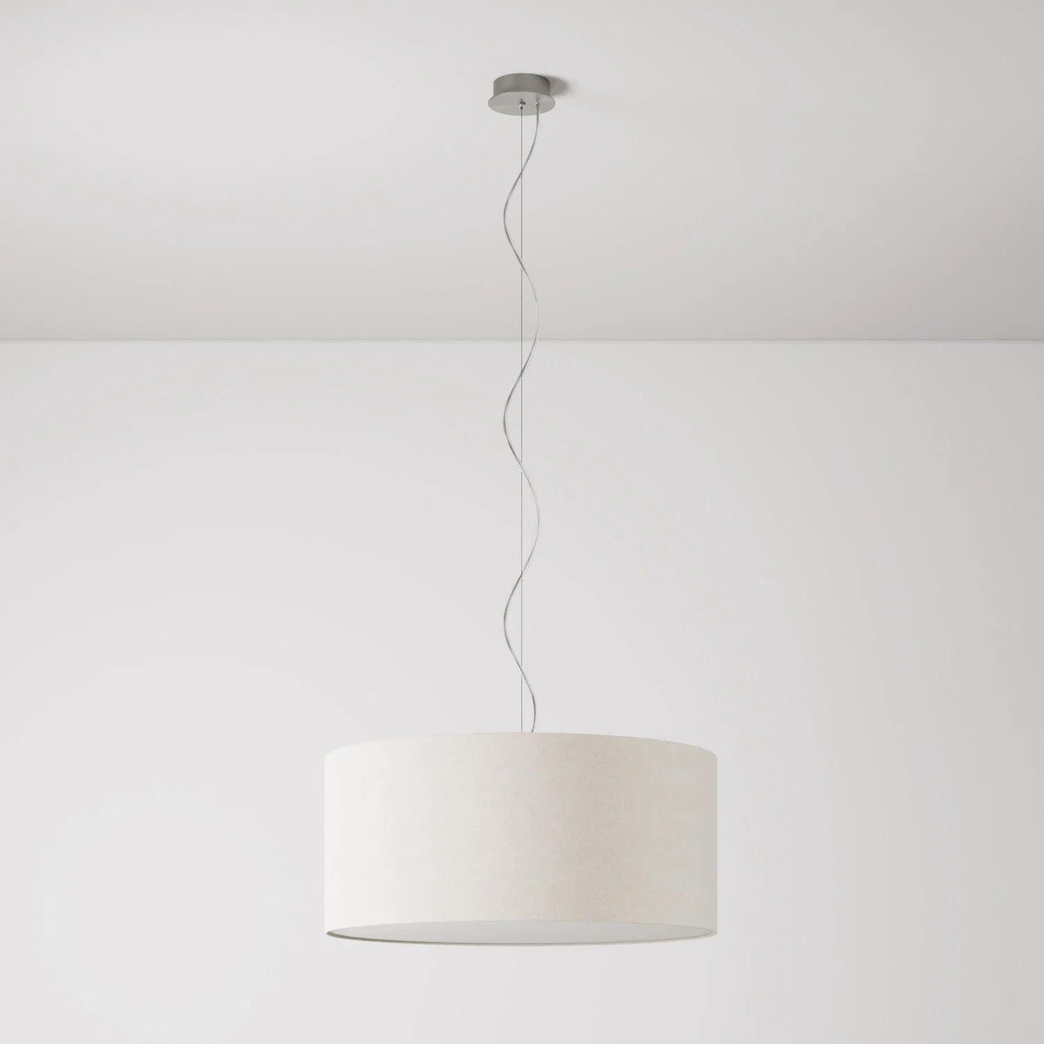 Pendelleuchte mit großem Zylinderschirm aus Stoff – Made in Italy – Sandwolle - Image 7