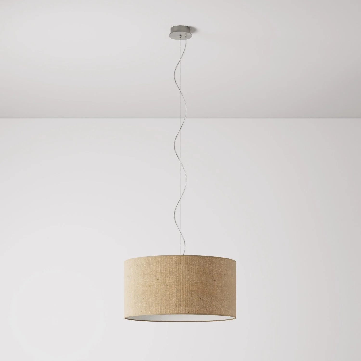 Pendelleuchte mit zylindrischem Lampenschirm aus Stoff Medium – Made in Italy – Naturjute