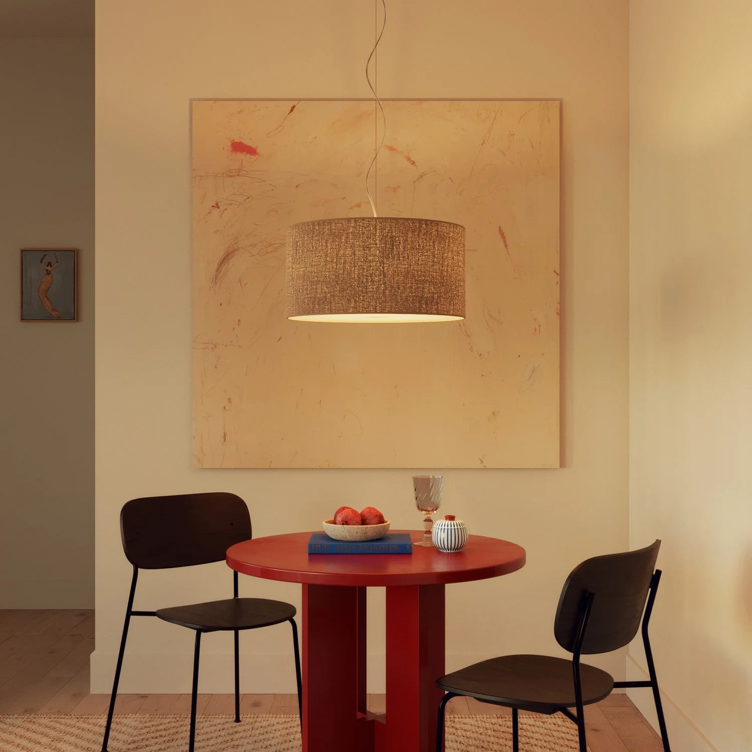 Pendelleuchte mit zylindrischem Lampenschirm aus Stoff Medium – Made in Italy – Naturjute - Image 2