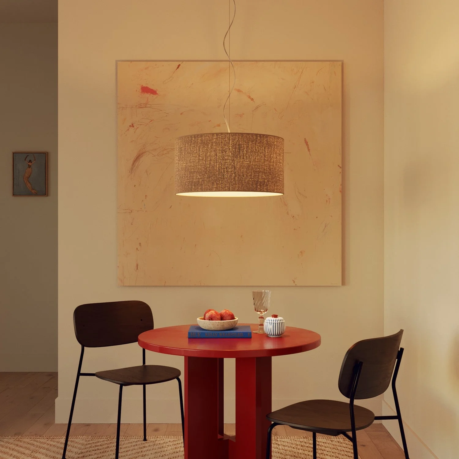 Pendelleuchte mit zylindrischem Lampenschirm aus Stoff Medium – Made in Italy – Naturjute - Image 8