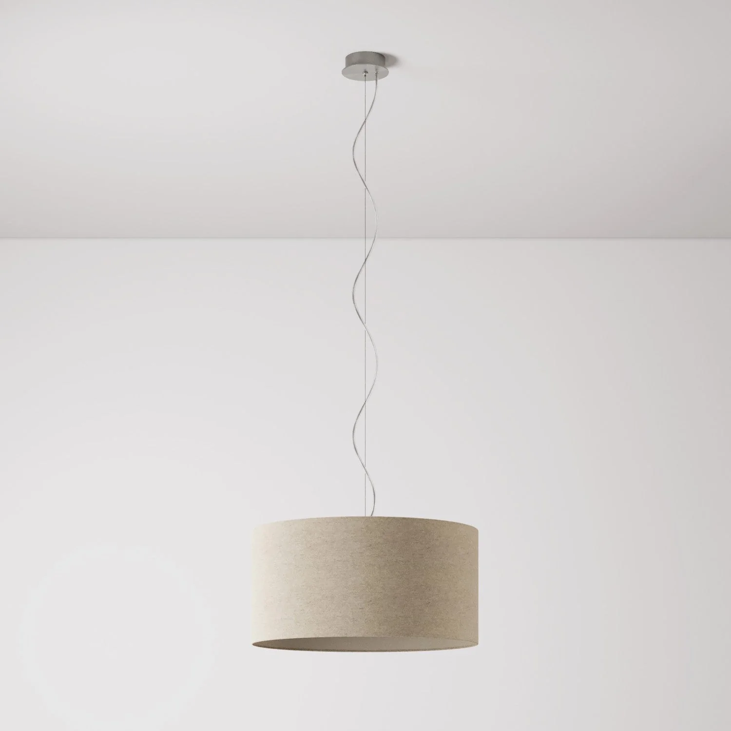 Pendelleuchte mit Stoffschirm Cilindro Medium - Made in Italy - Beigefarbene Wolle