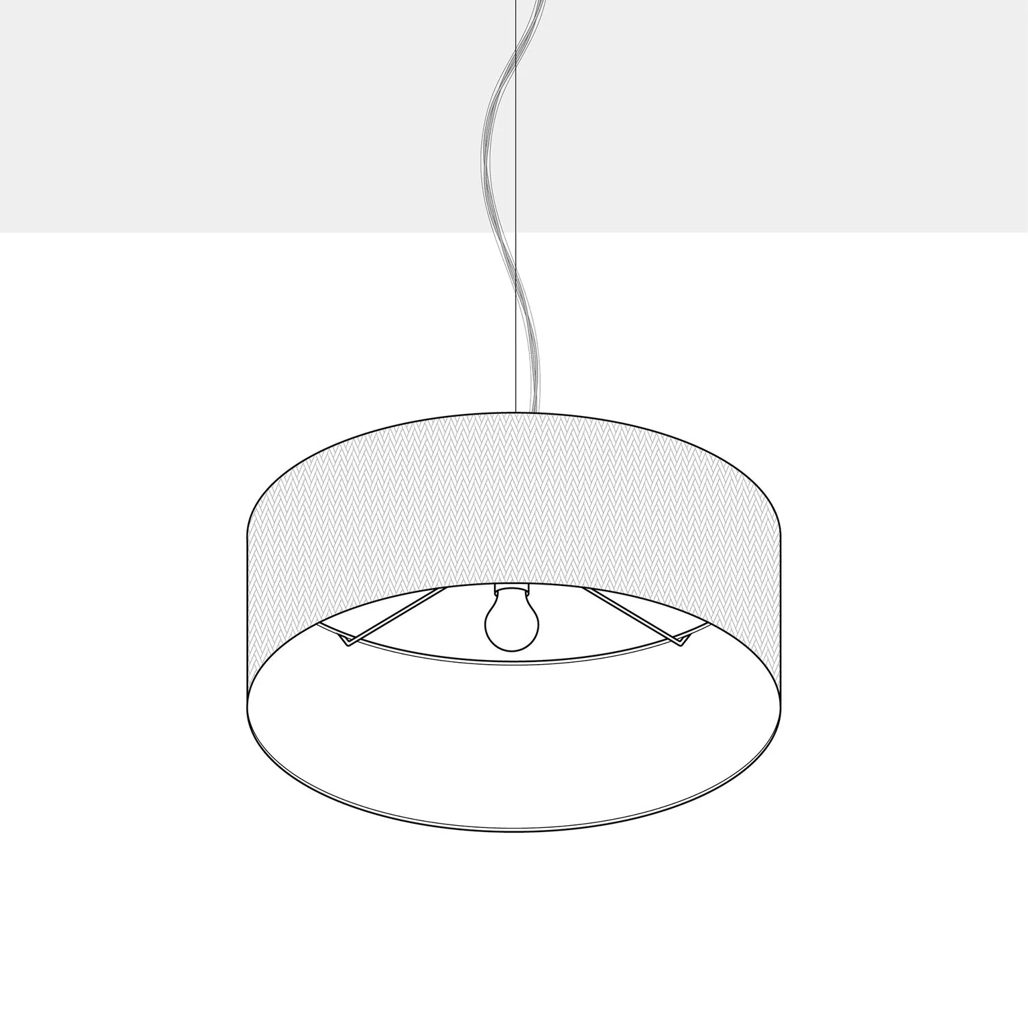 Pendelleuchte mit Stoffschirm Cilindro Medium - Made in Italy - Beigefarbene Wolle - Image 4