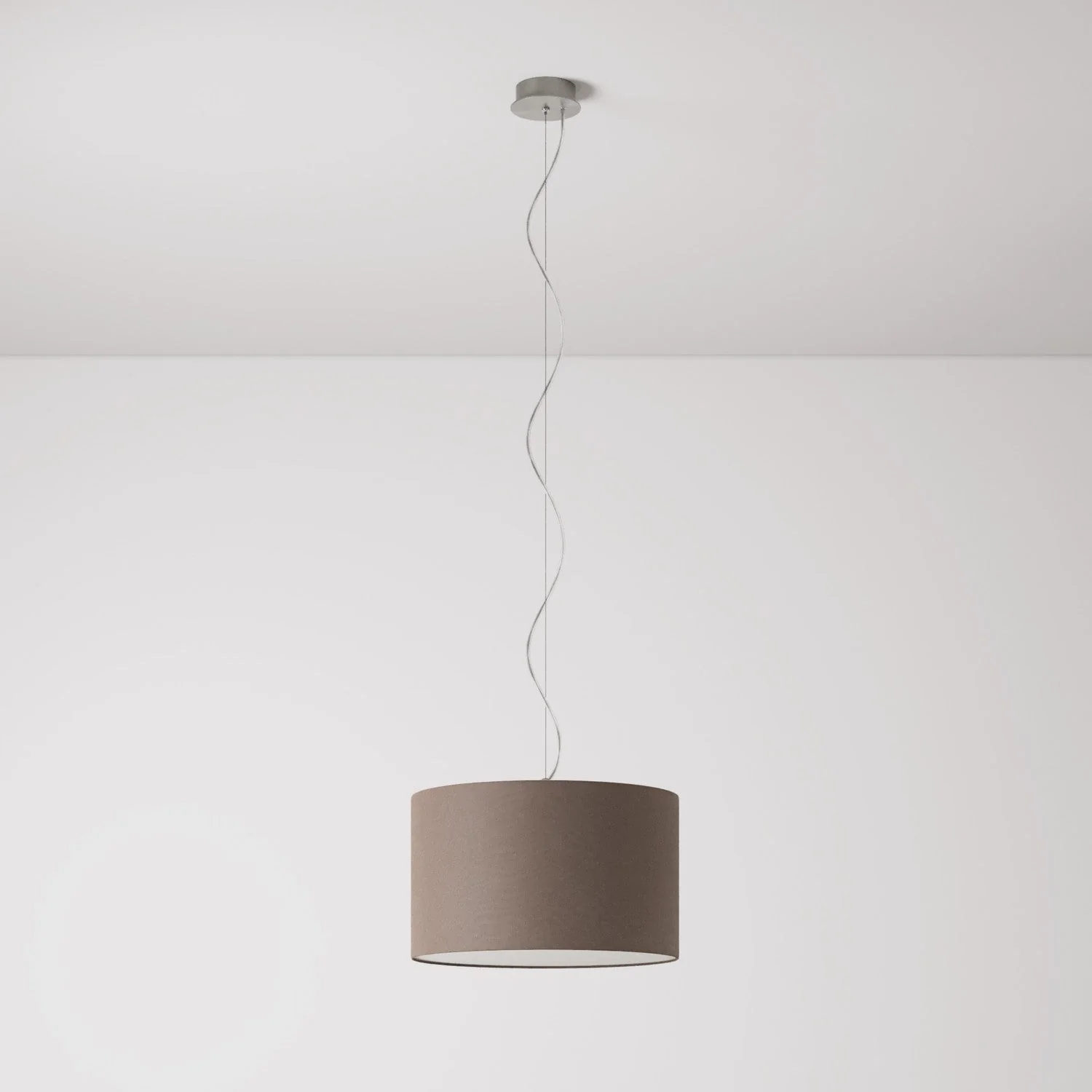 Pendelleuchte mit Stoffschirm Zylinder Small Camelot Braun – Made in Italy - Image 7